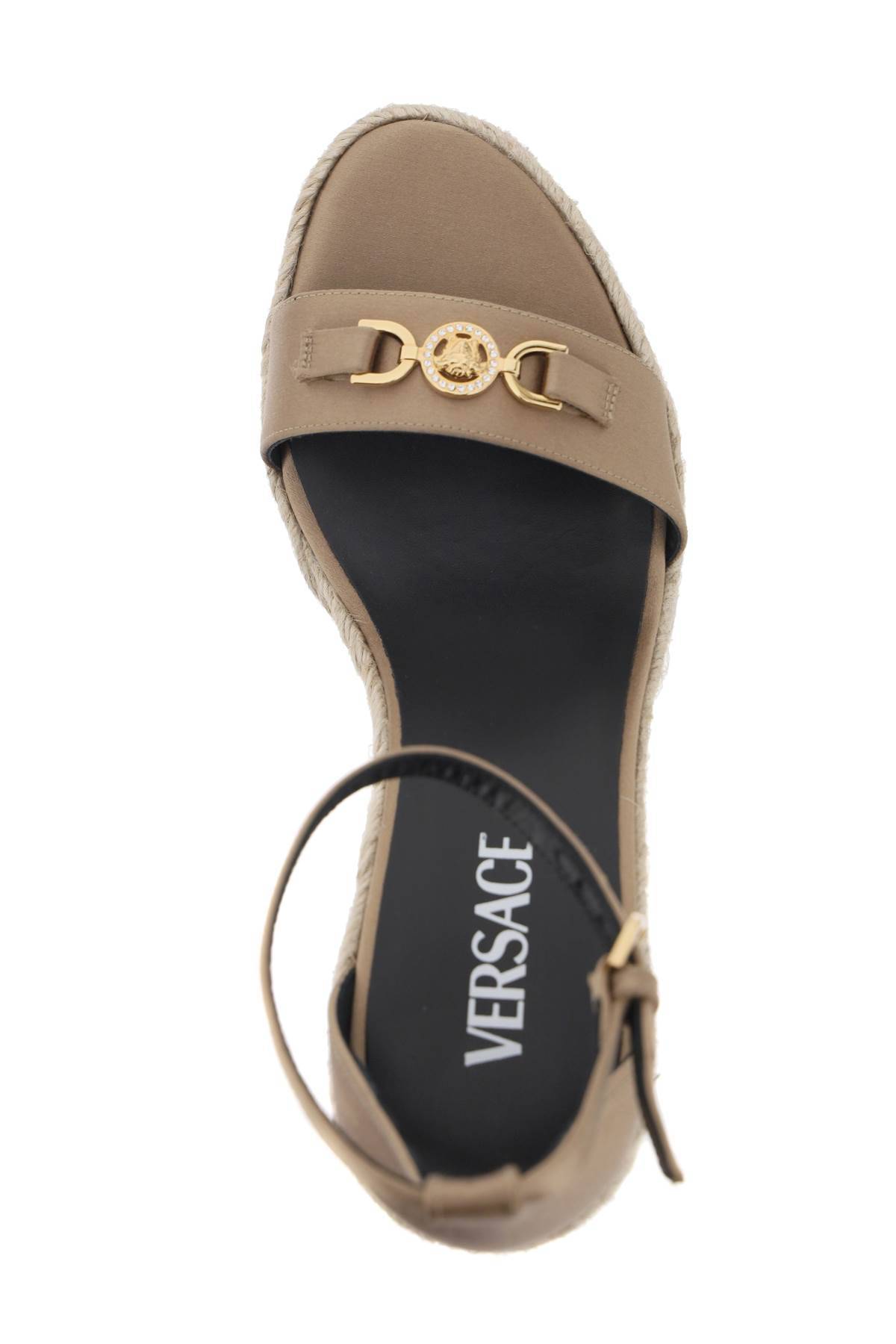 Shop Versace Medusa '95 Wedge Sandals In Beige