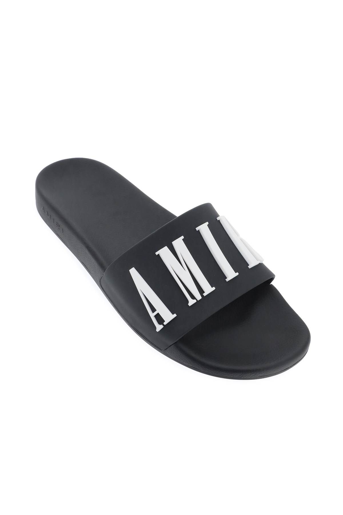 Shop Amiri Logo Rubber Slides In Black