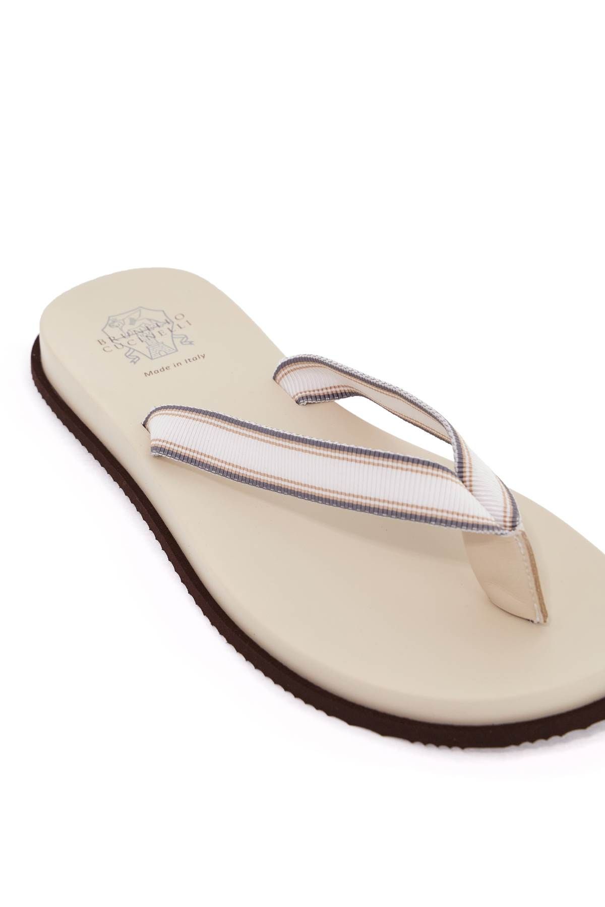 Shop Brunello Cucinelli Rubber Flip-flop Slides In Neutro