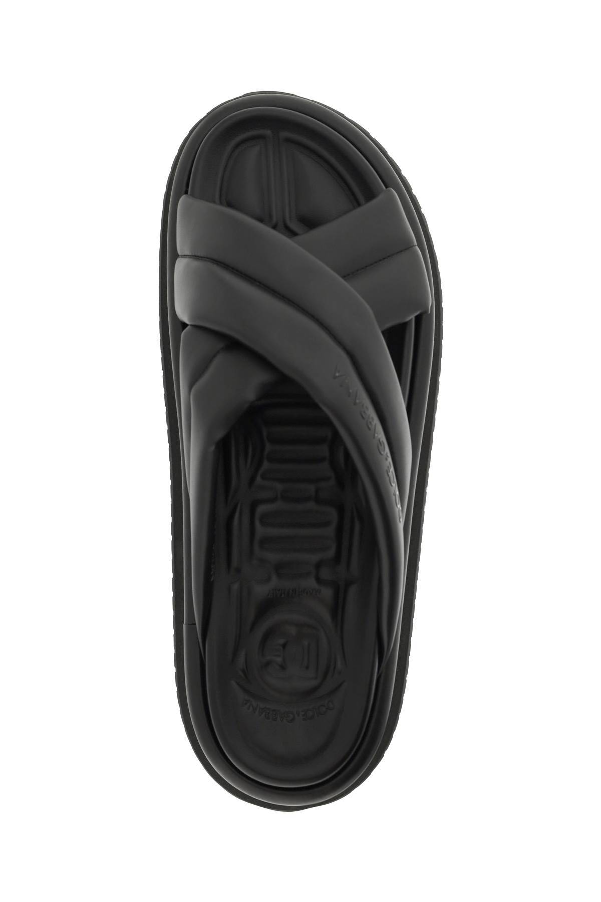 Shop Dolce & Gabbana Faux Leather Slides In Black