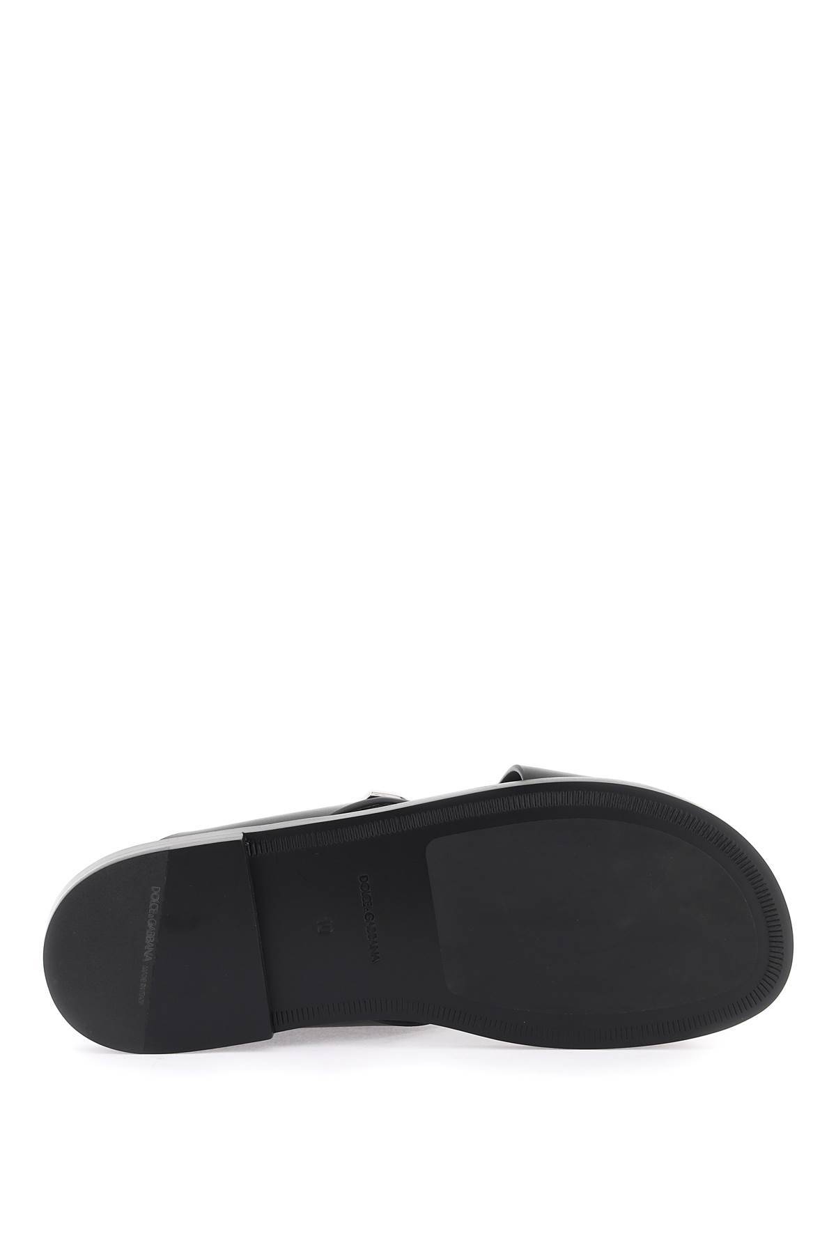 Shop Dolce & Gabbana Leather Sandals With Dg Logo In Black