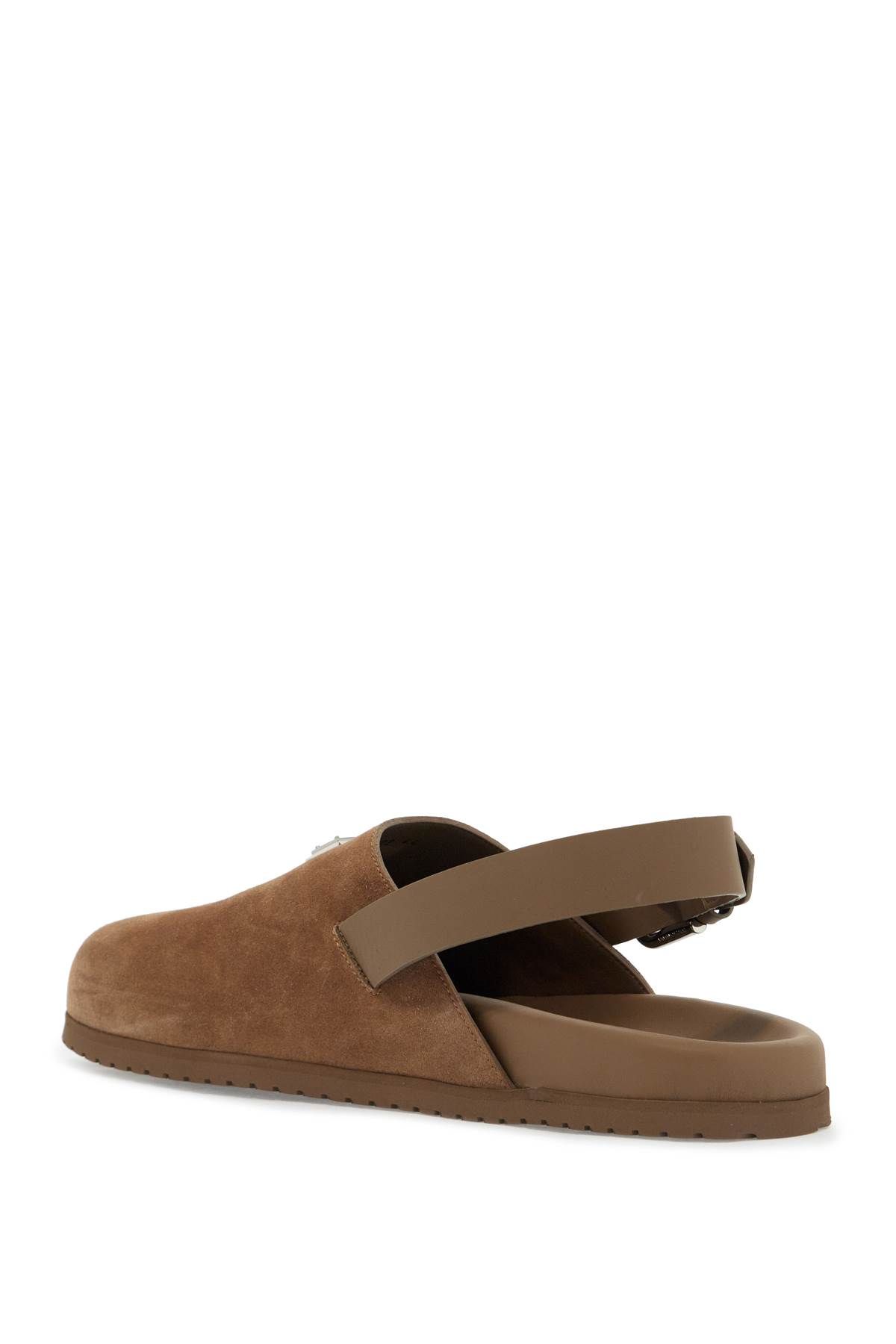 Shop Dolce & Gabbana Suede Leather Clogs With Logo Plate In Brown