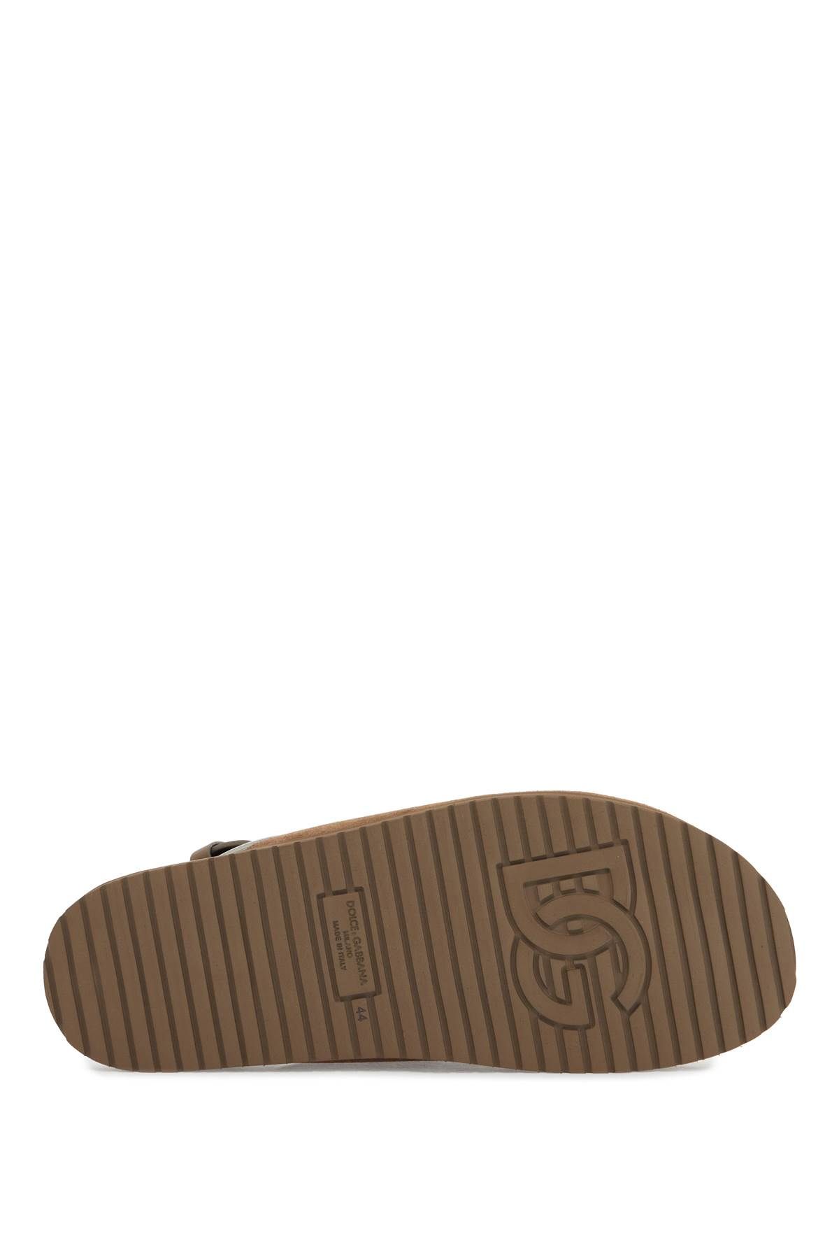 Shop Dolce & Gabbana Suede Leather Clogs With Logo Plate In Brown