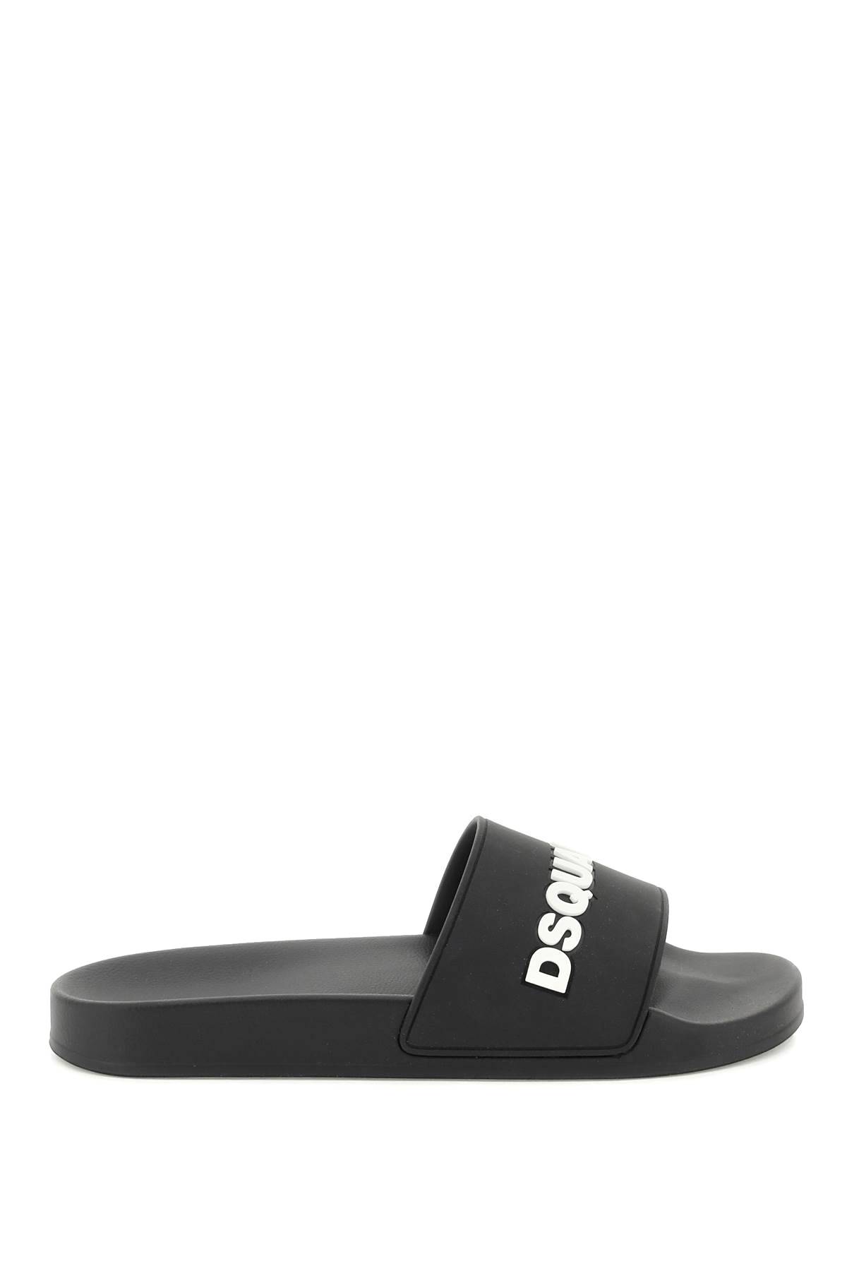 Shop Dsquared2 Logo Rubber Slides In White,black