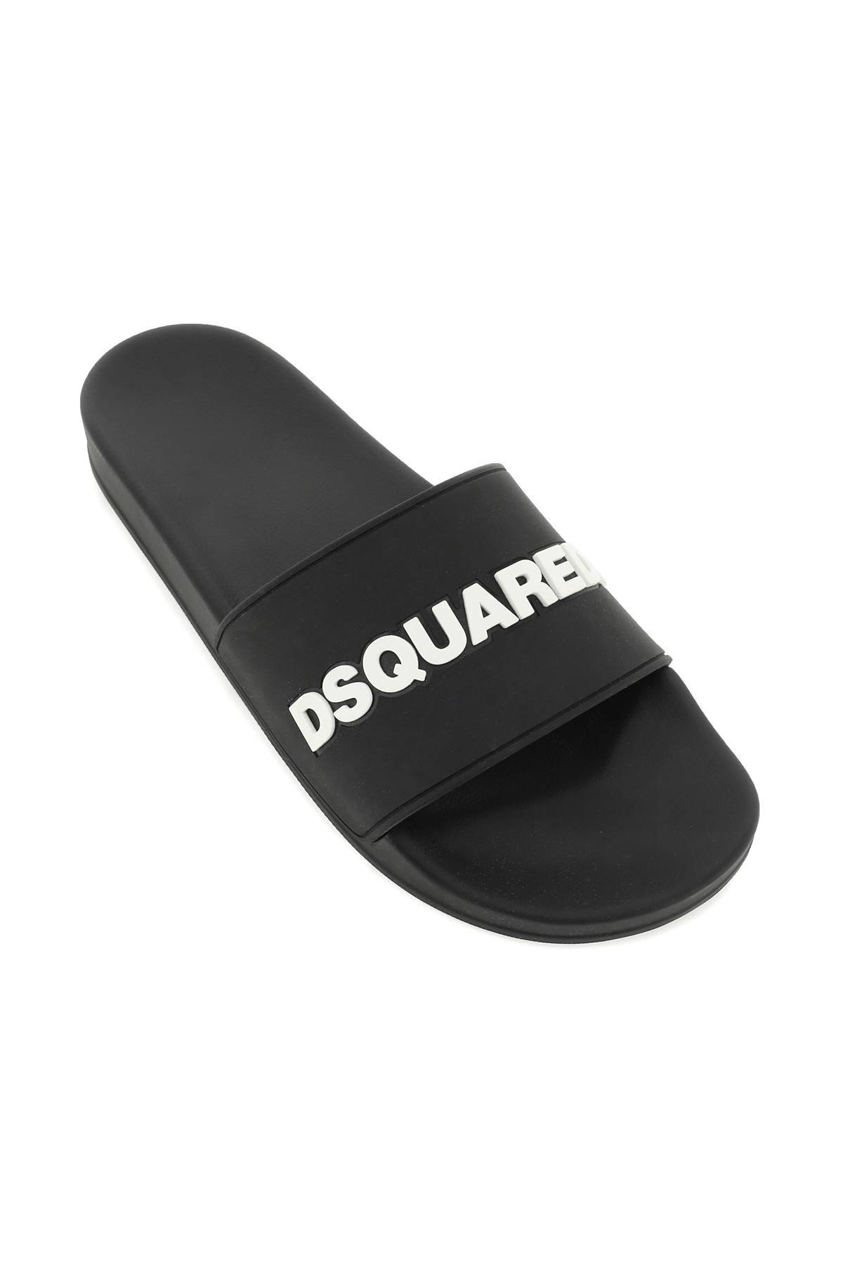Shop Dsquared2 Logo Rubber Slides In White,black