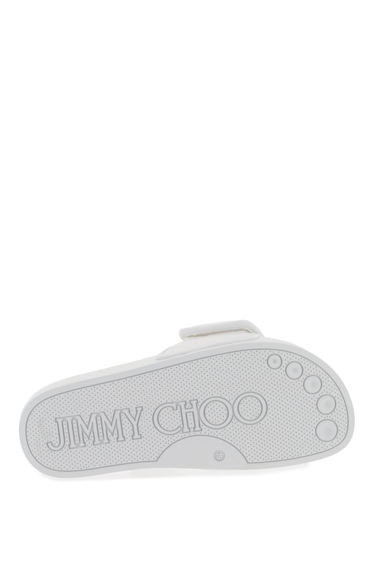 Shop Jimmy Choo Fitz Slides With Lycra Logoed Bang In White