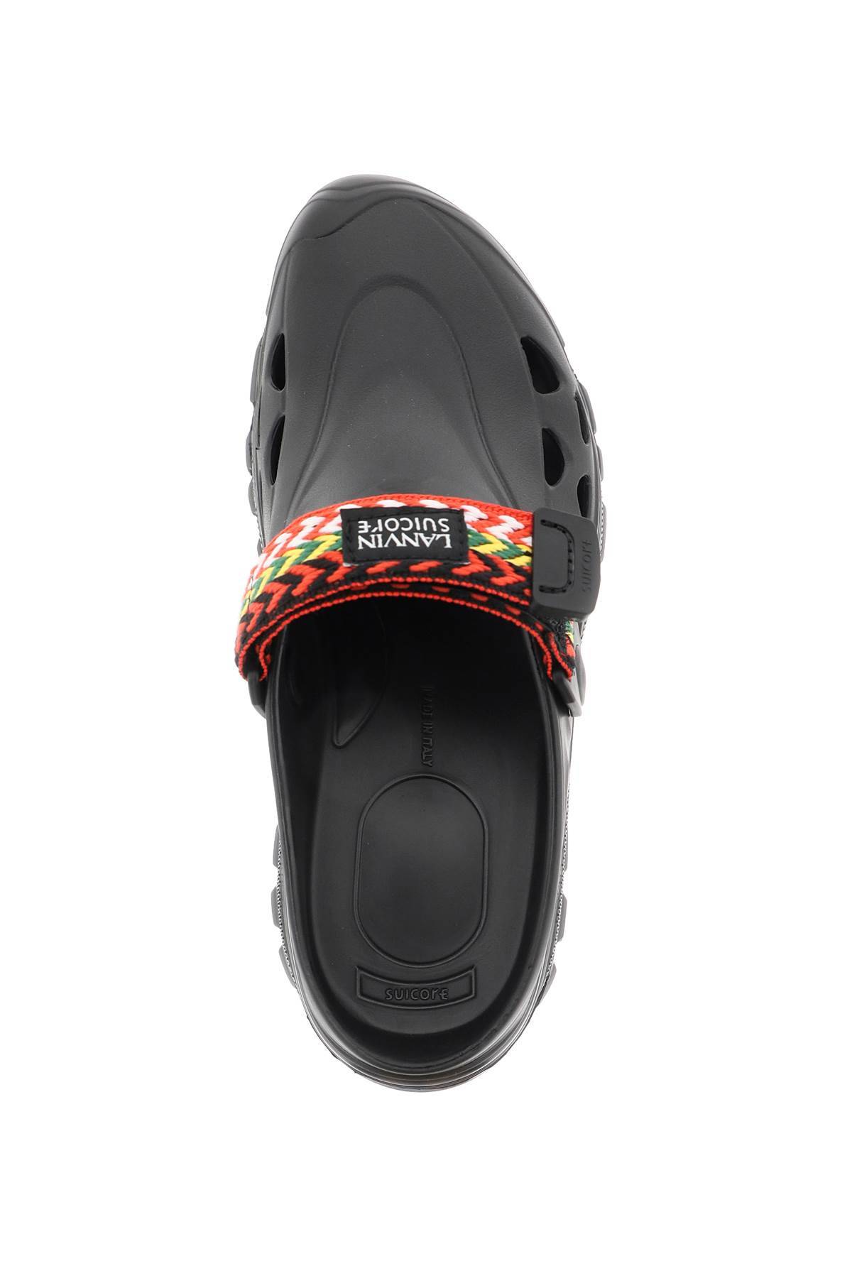 Shop Lanvin Rubber Clogs With Multicolored Strap In Black