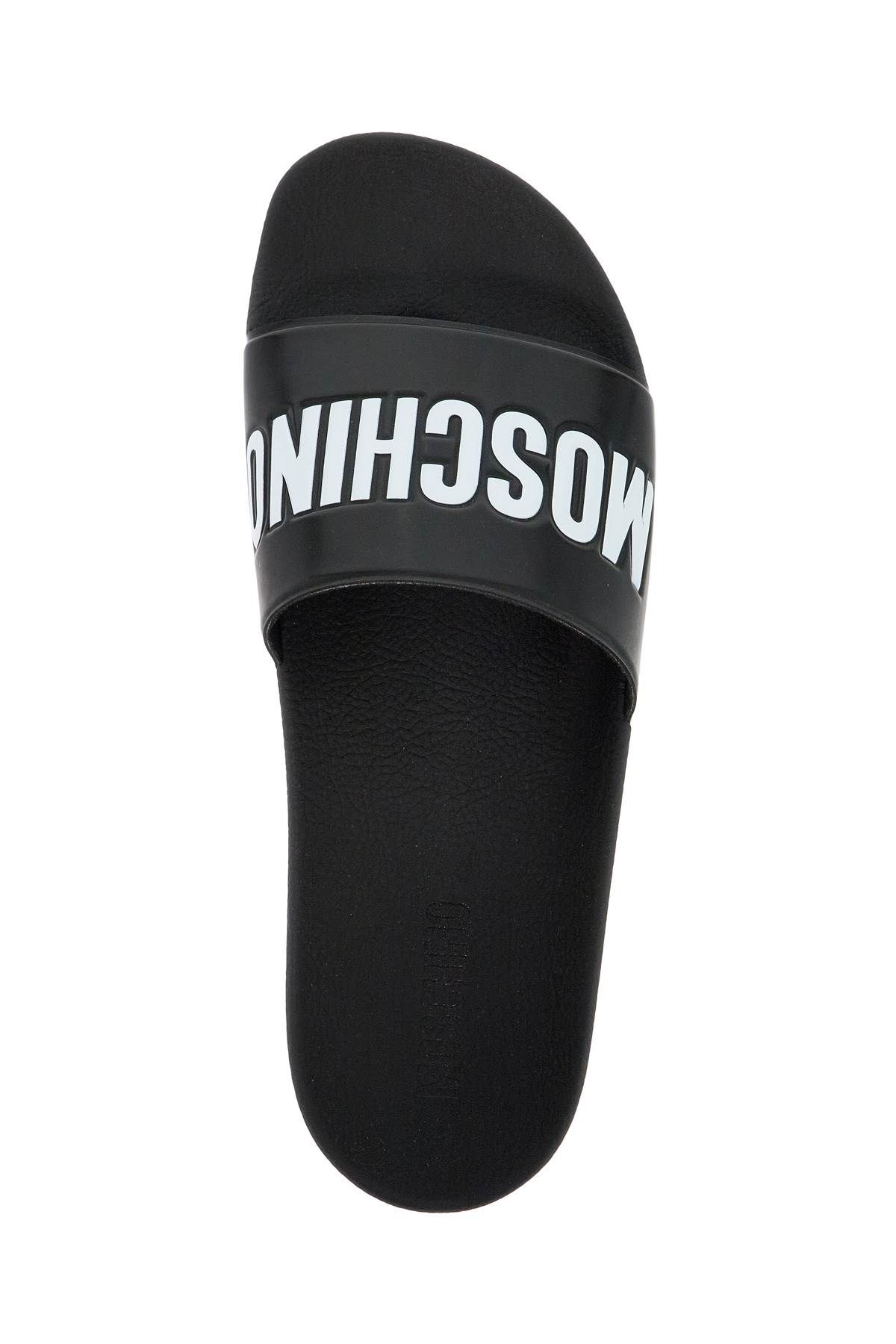 Shop Moschino Rubber Slides With Logo Branding In Black