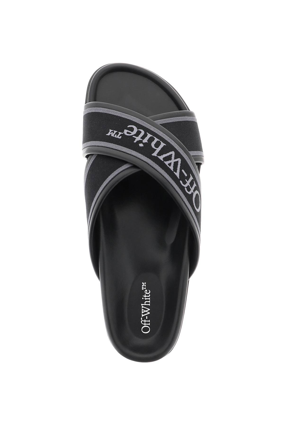 Shop Off-white Embroidered Logo Slides With In Black