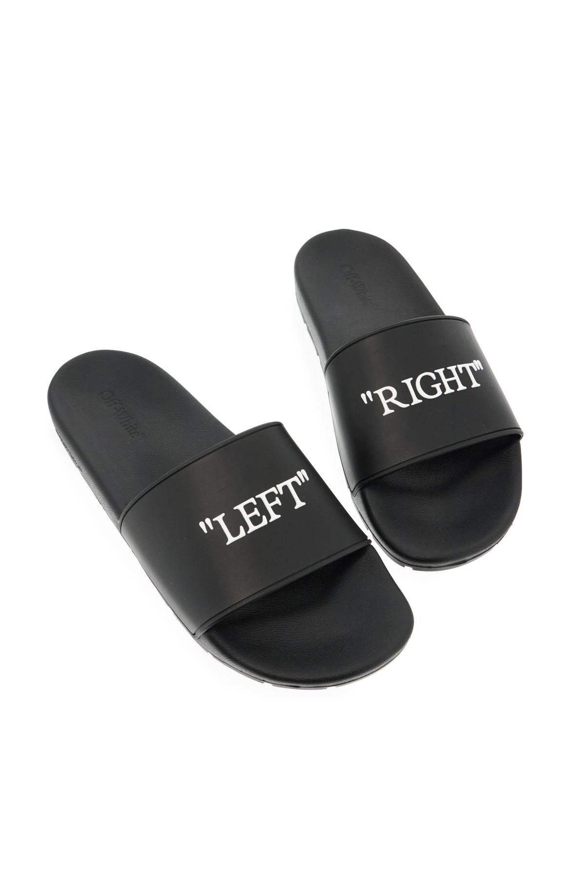 Shop Off-white Rubber Slides For Left And Right In Black