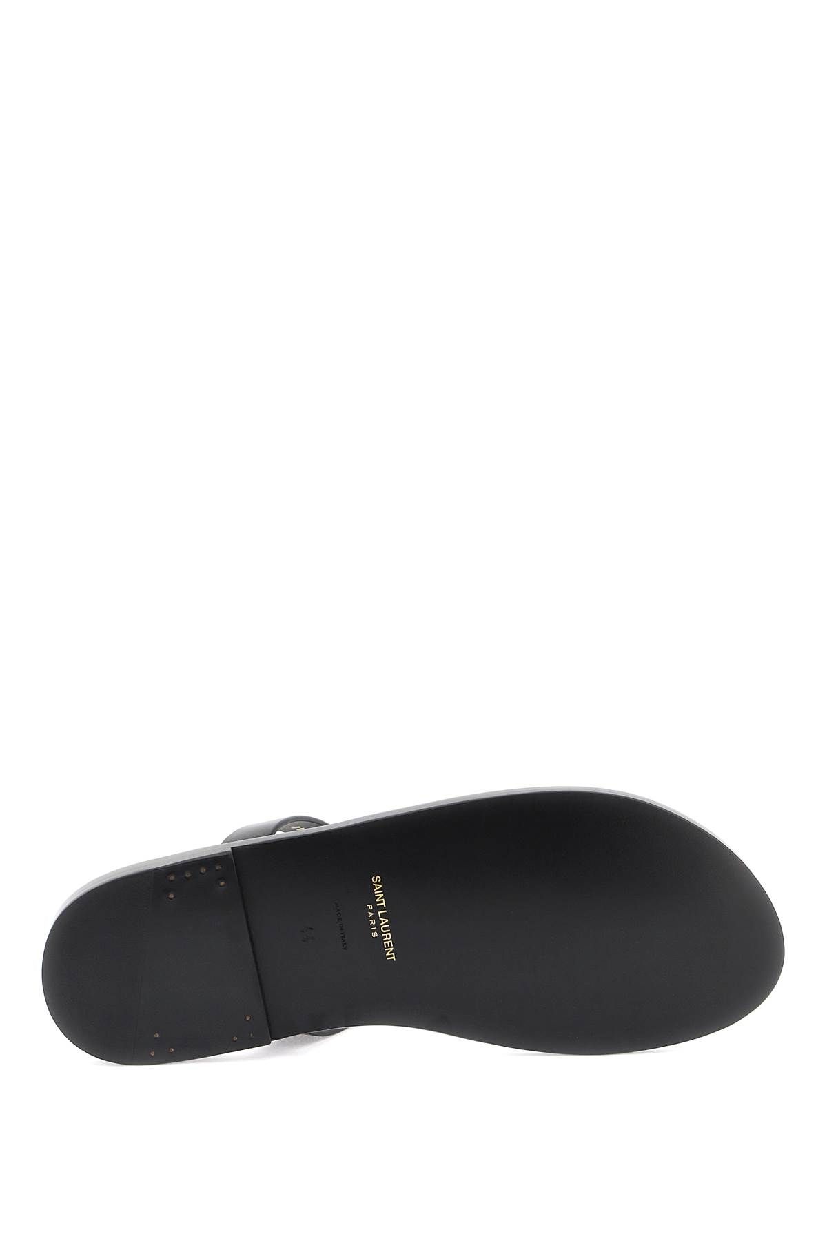 Shop Saint Laurent Cassandre Leather Flip-flop In Black