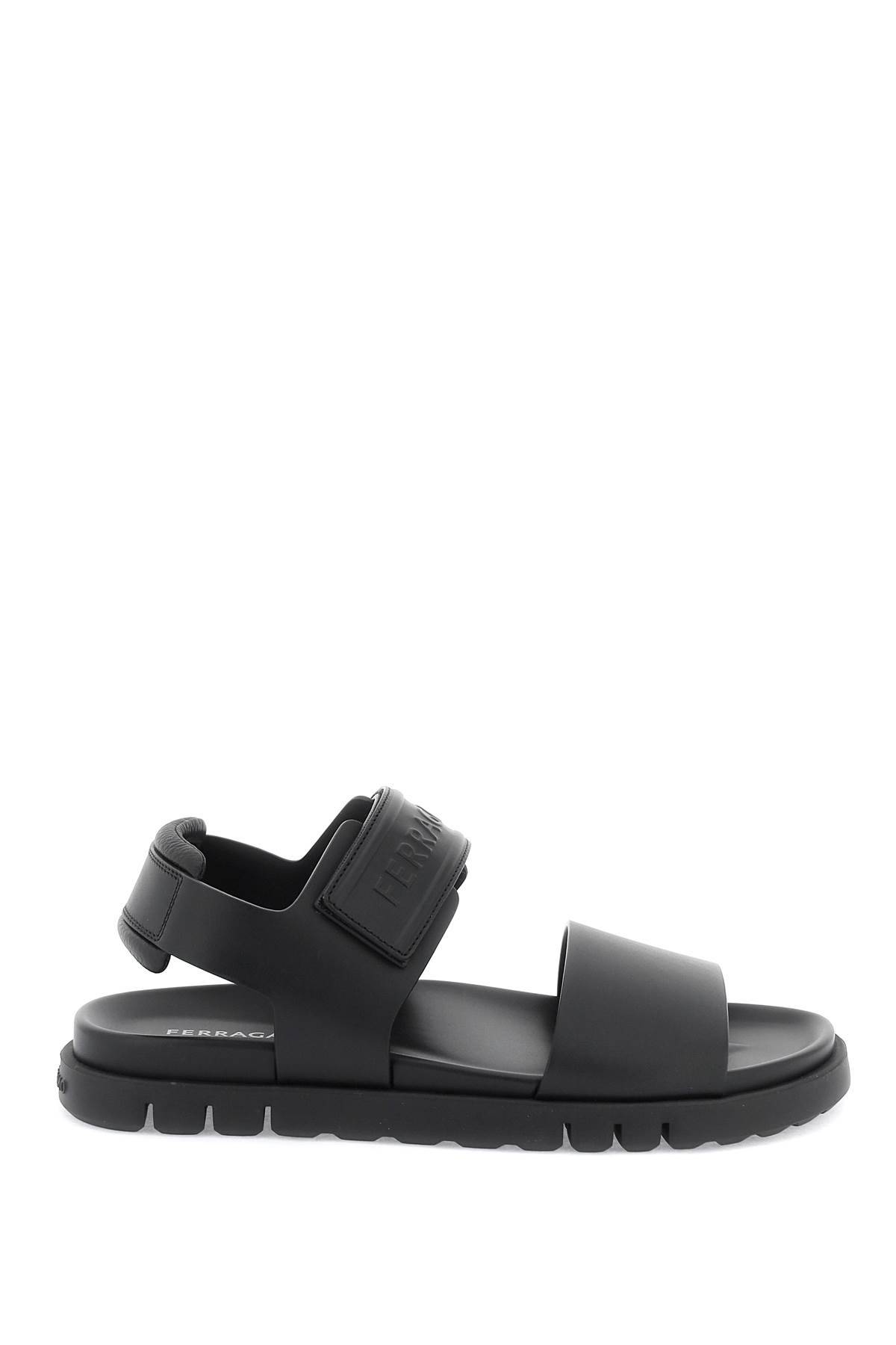 Shop Ferragamo Double Strap Sandals With Stylish Design In Black