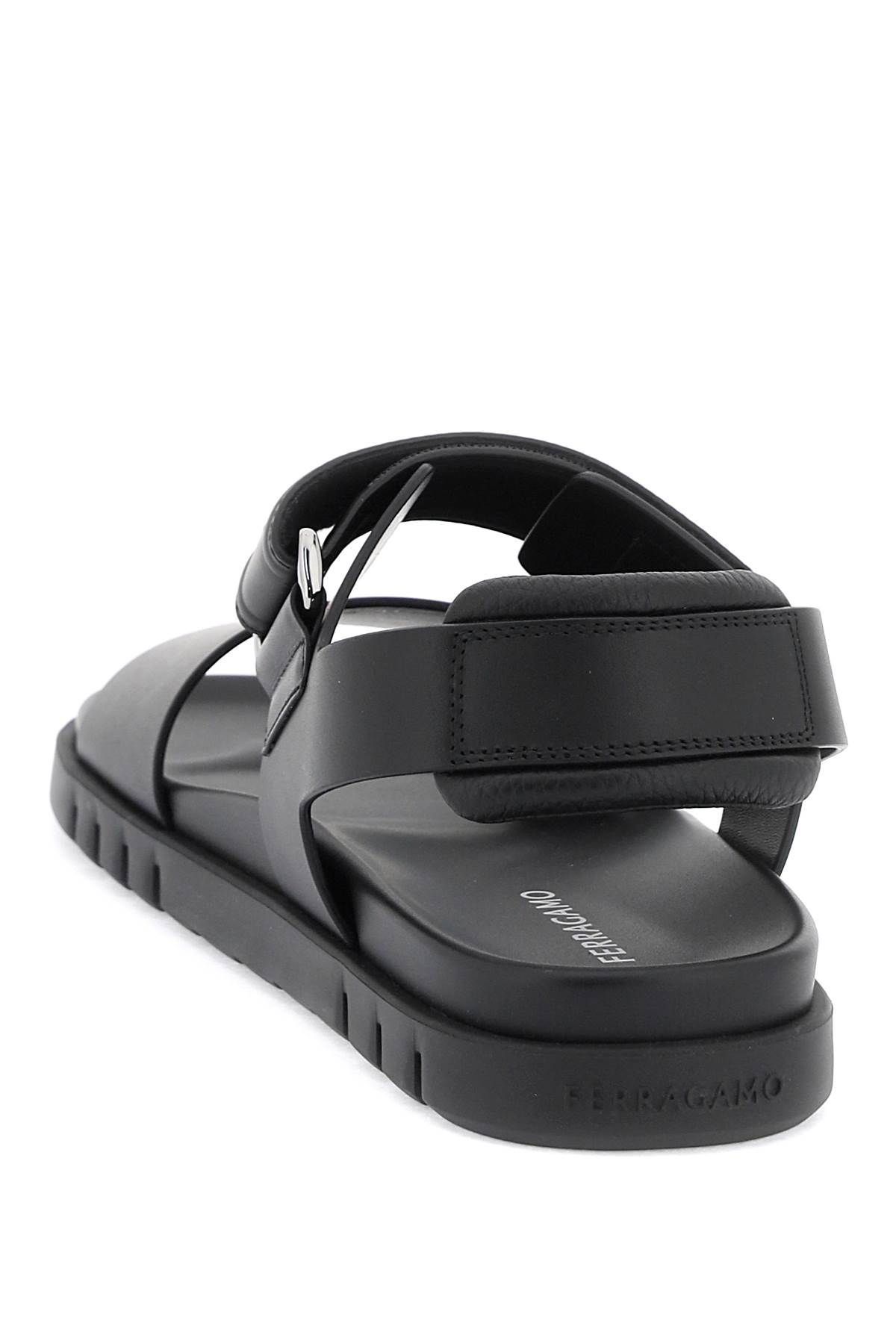 Shop Ferragamo Double Strap Sandals With Stylish Design In Black