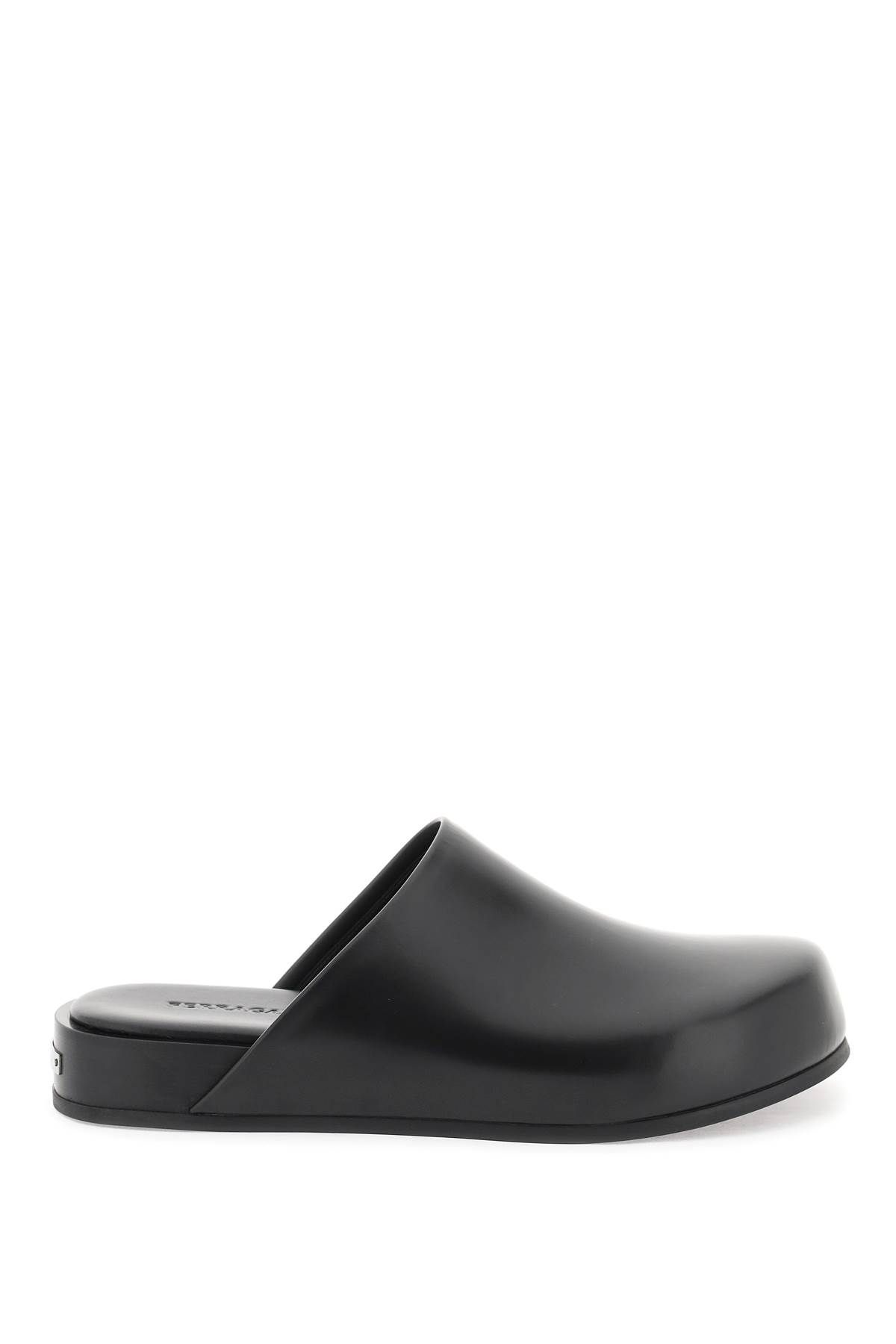 Shop Ferragamo Smooth Leather Clogs In Black