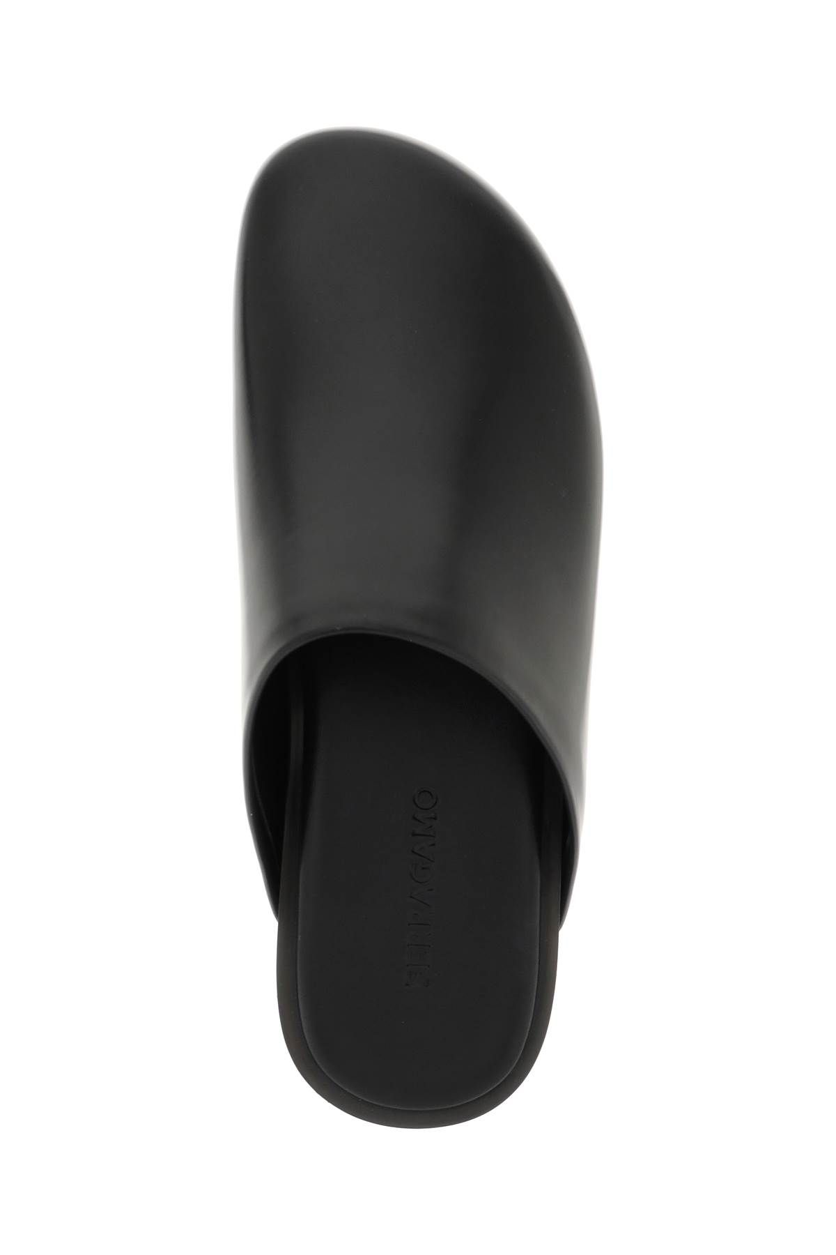 Shop Ferragamo Smooth Leather Clogs In Black