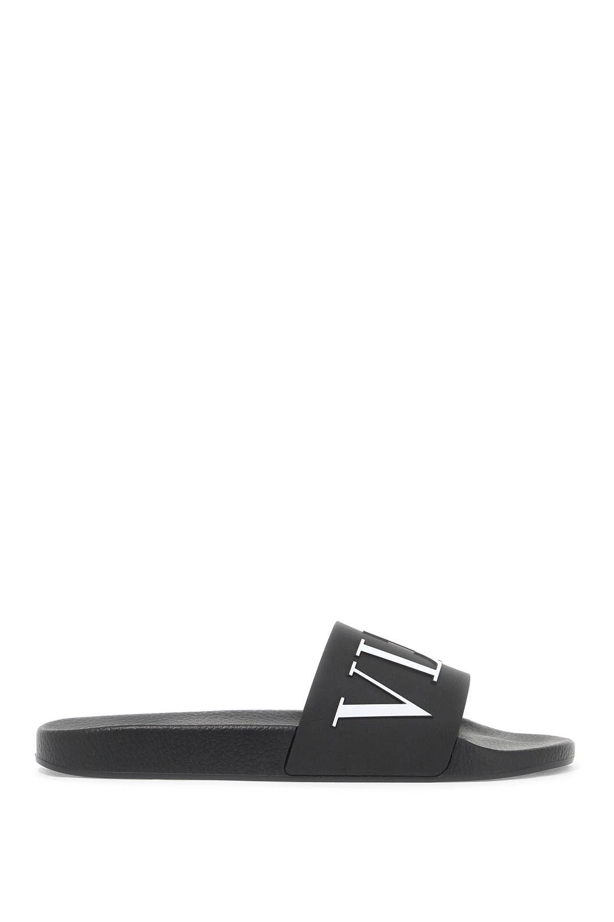 Shop Valentino Vltn Rubber Slides In Black