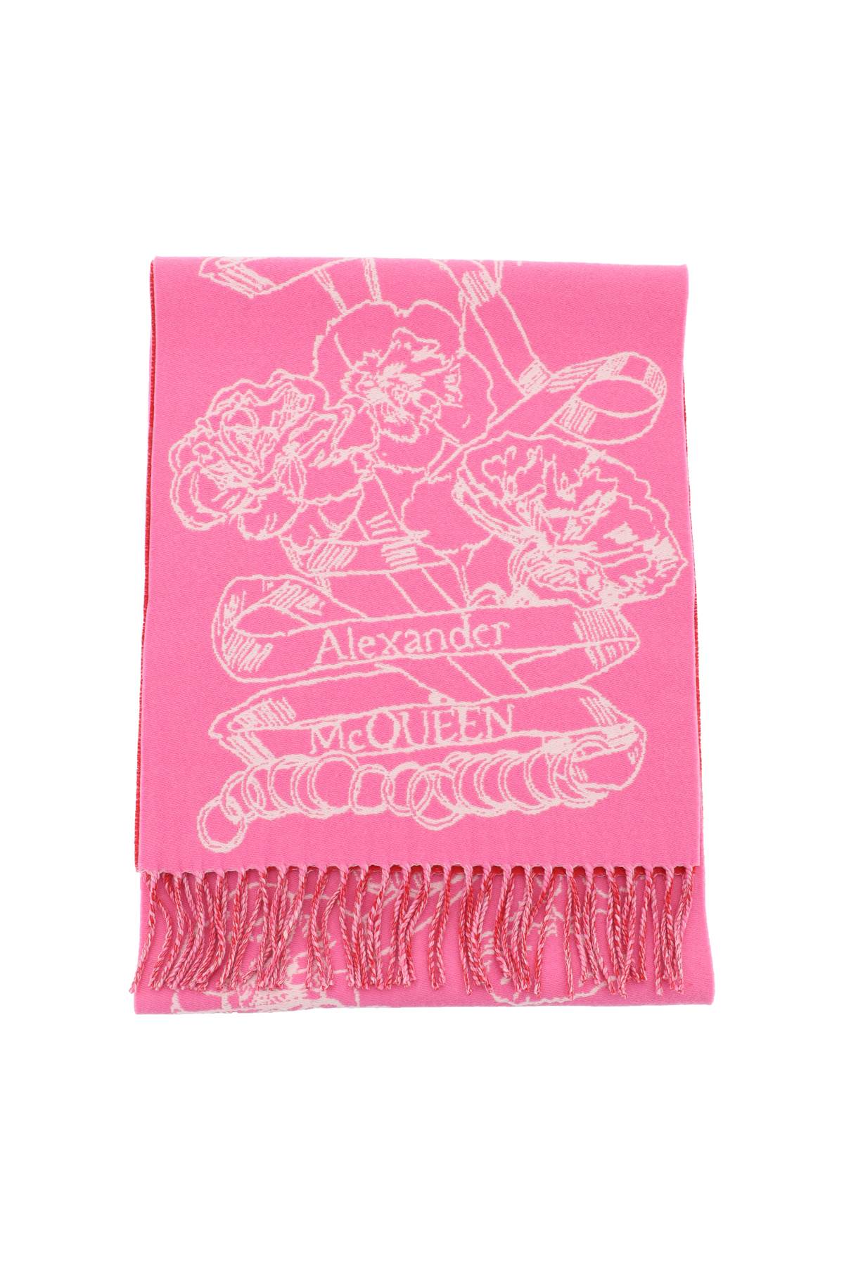 Shop Alexander Mcqueen Wool Reversibile Scarf In Pink,red