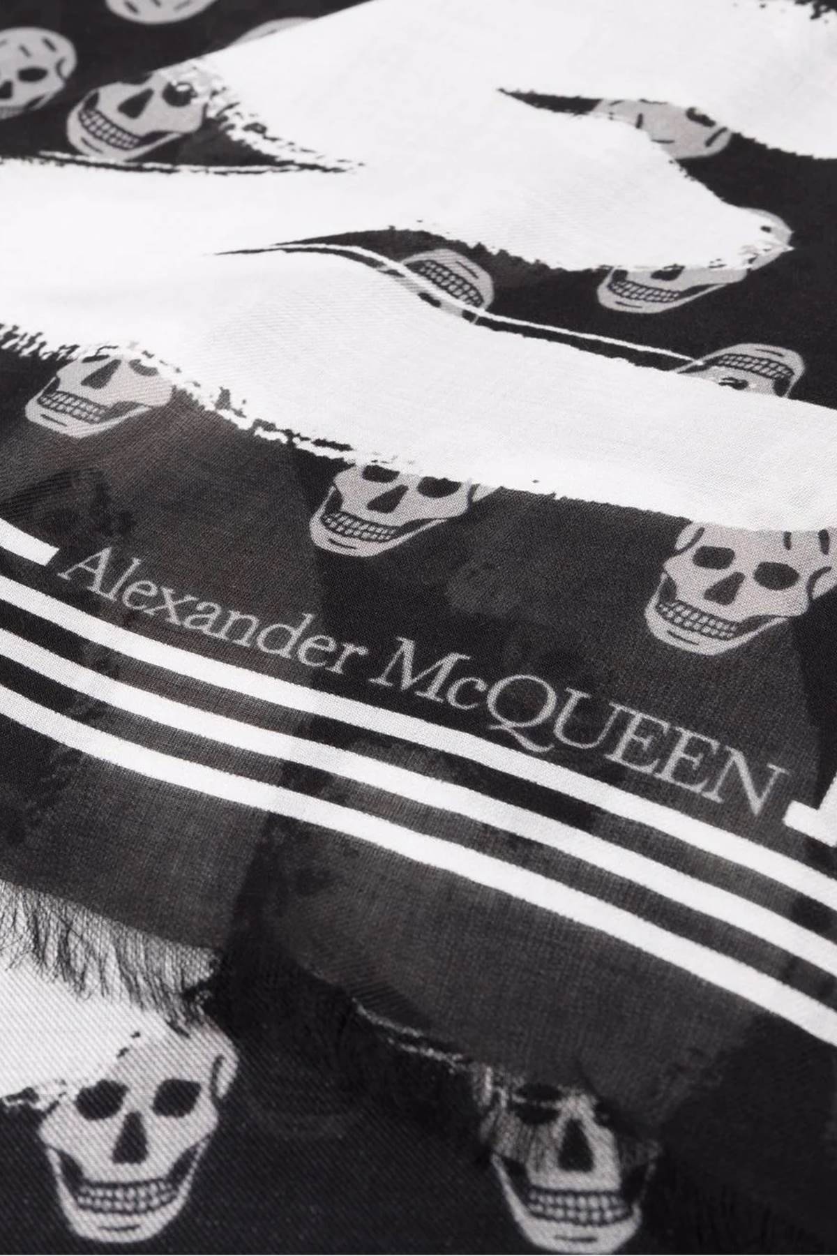 Shop Alexander Mcqueen Graffiti Biker Scarf In Black,white