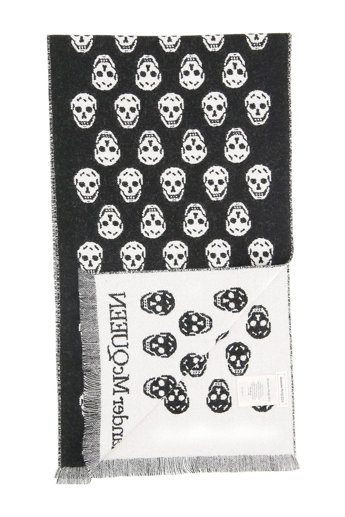 Shop Alexander Mcqueen Skull Reversible Scarf In White,black