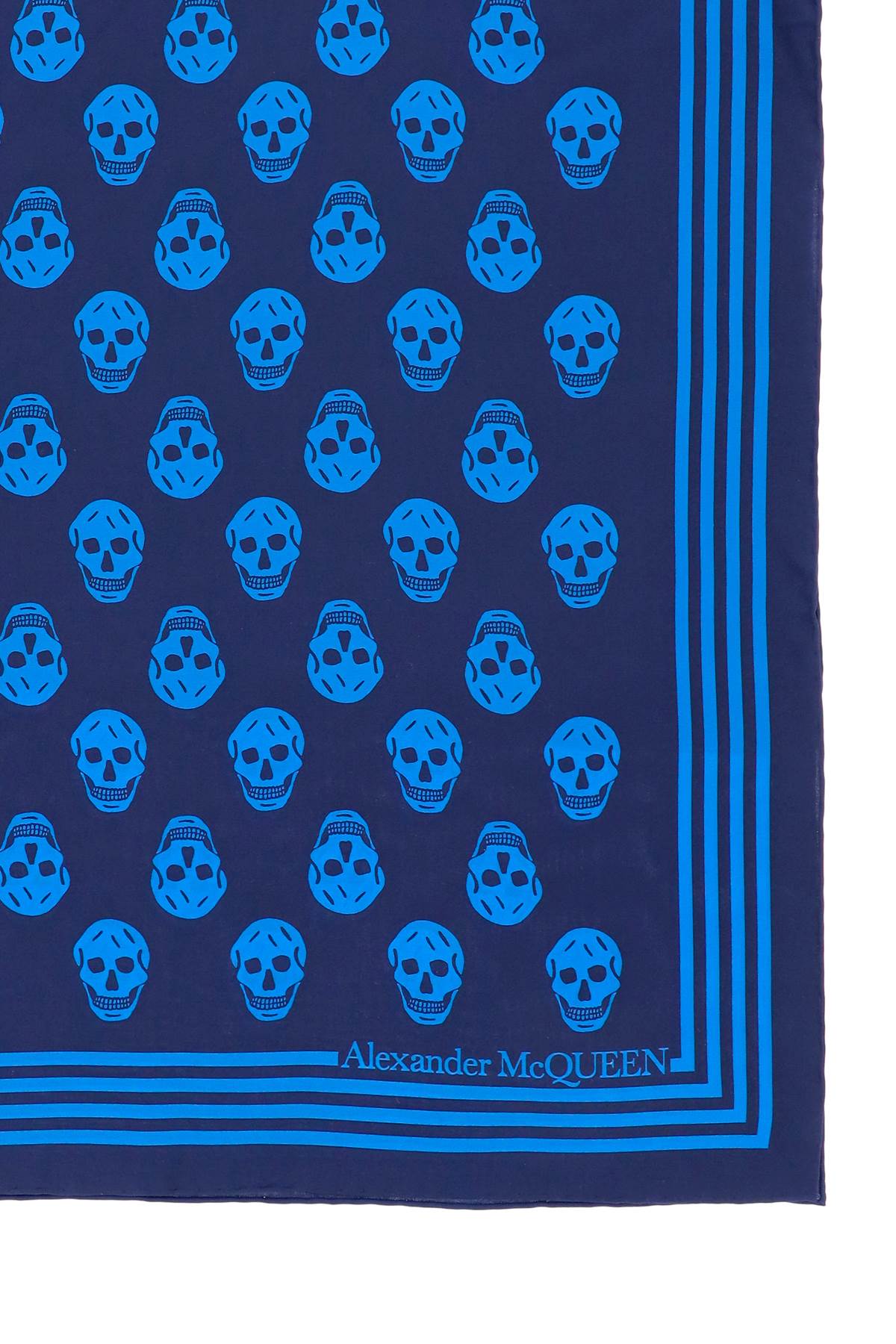 Shop Alexander Mcqueen Skull Print Silk Scarf In Blue