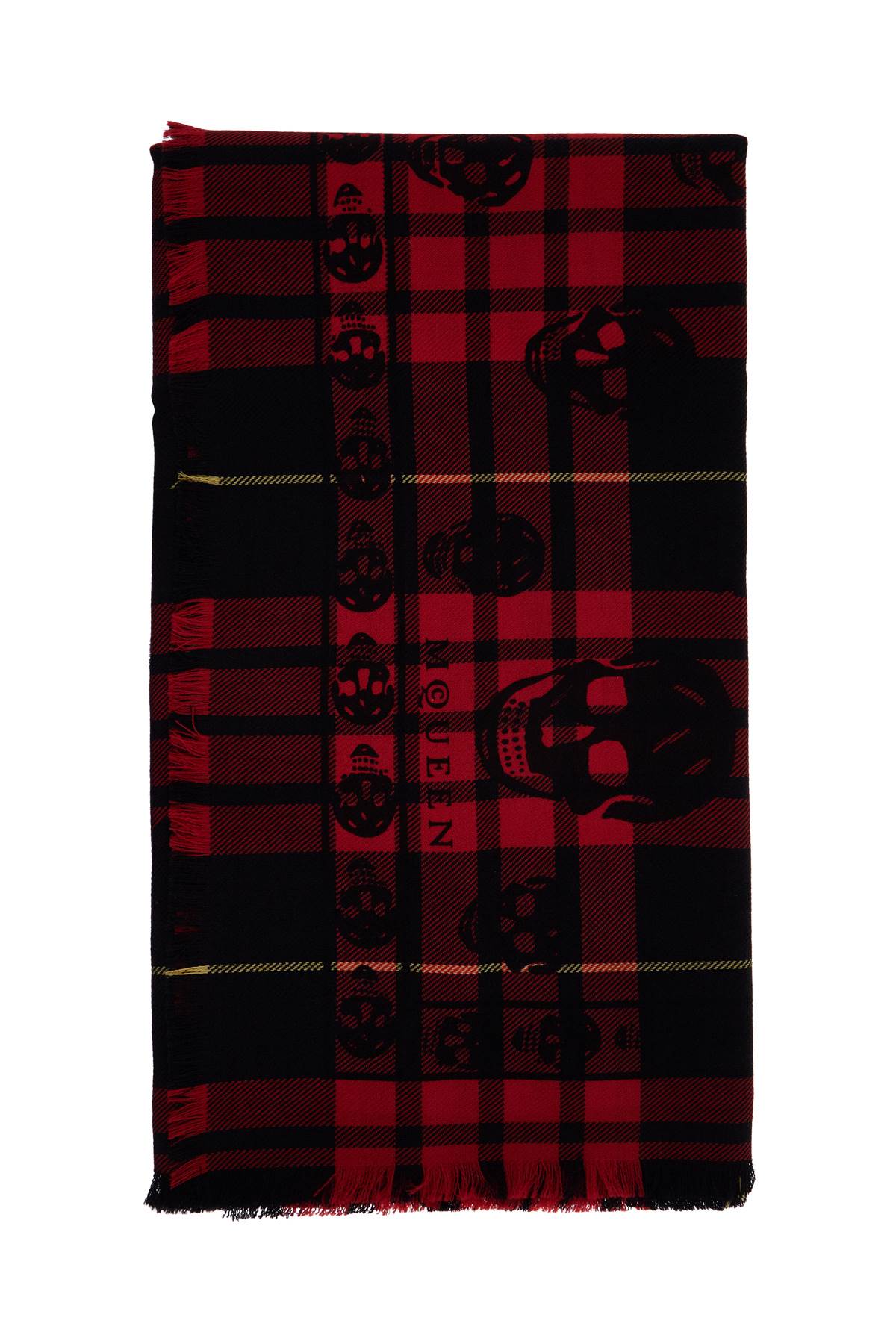 Shop Alexander Mcqueen Tartan Wool Skull Scarf In In Red