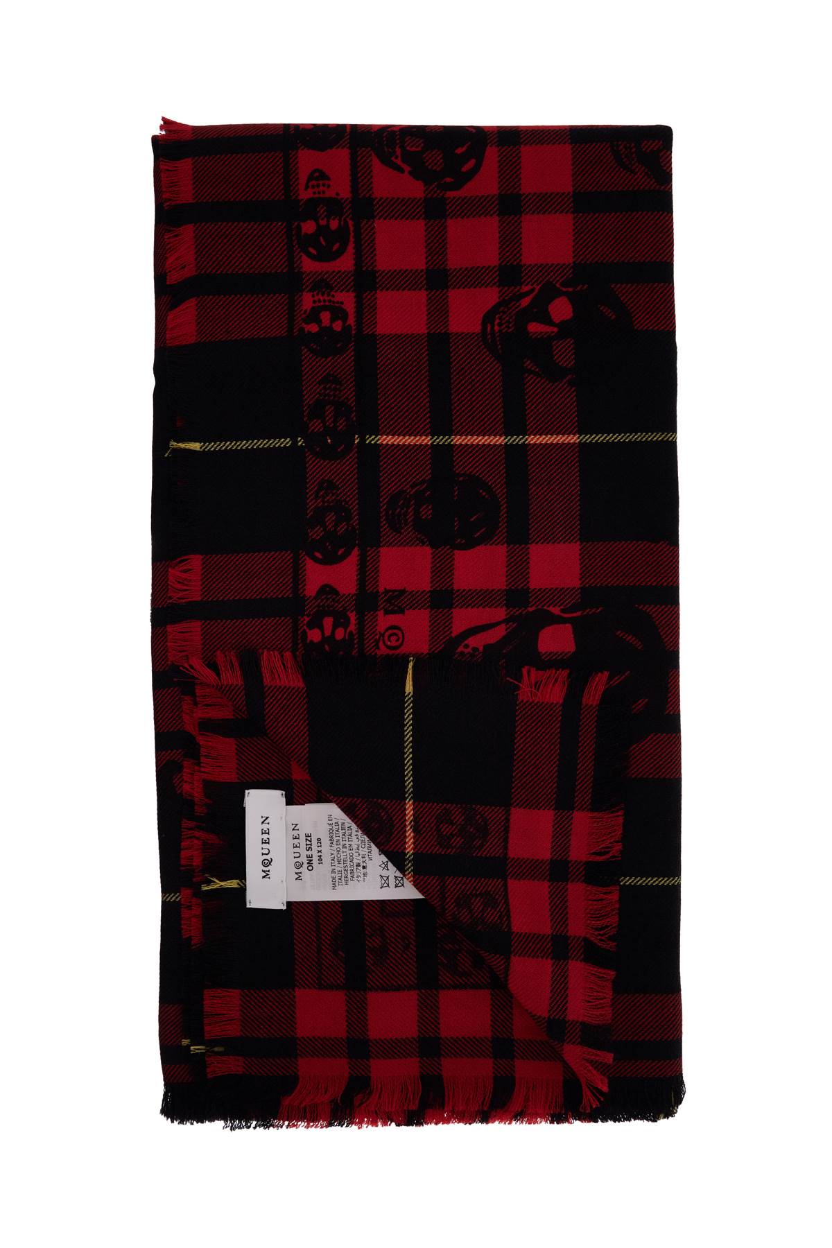 Shop Alexander Mcqueen Tartan Wool Skull Scarf In In Red