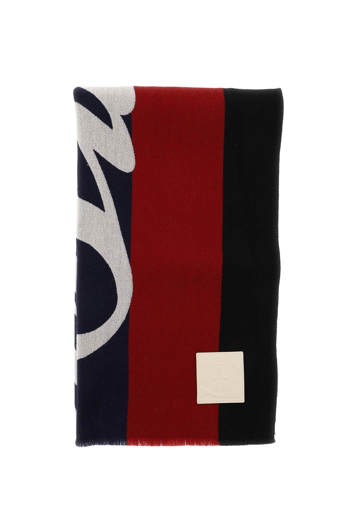 Shop Bally Jacquard Wool Scarf In Blue,red,white