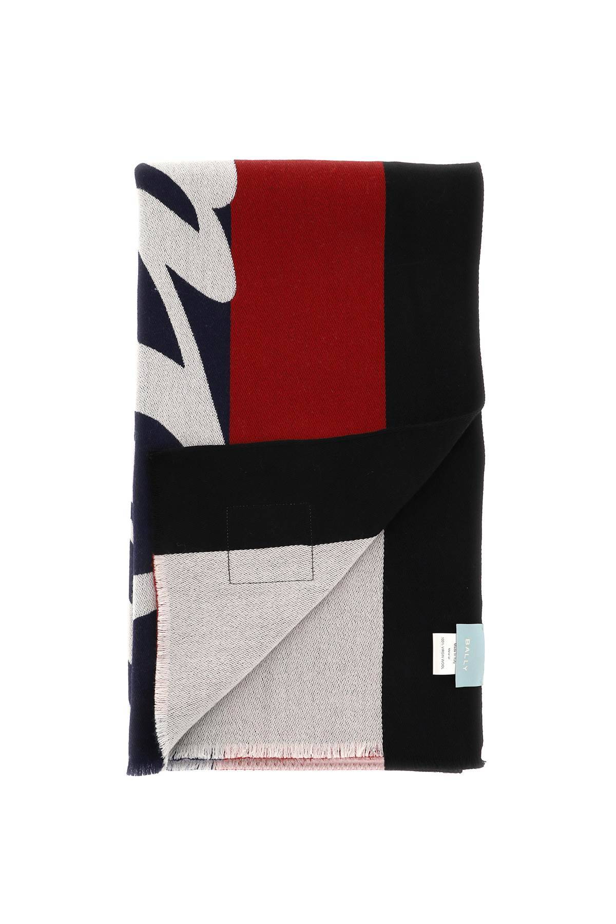 Shop Bally Jacquard Wool Scarf In Blue,red,white