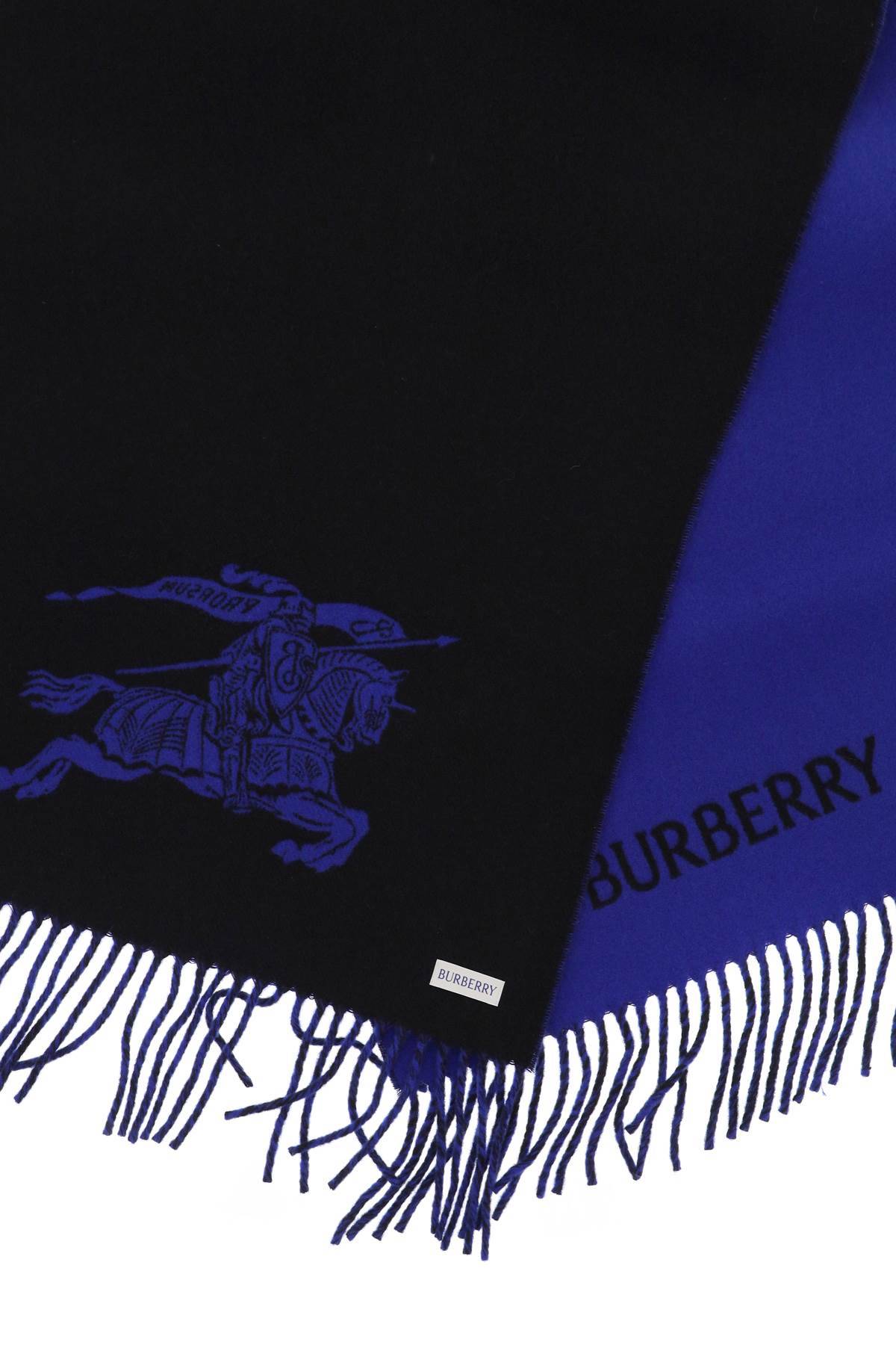 Shop Burberry Reversible Cashmere Scarf With Ekd In Blue,black