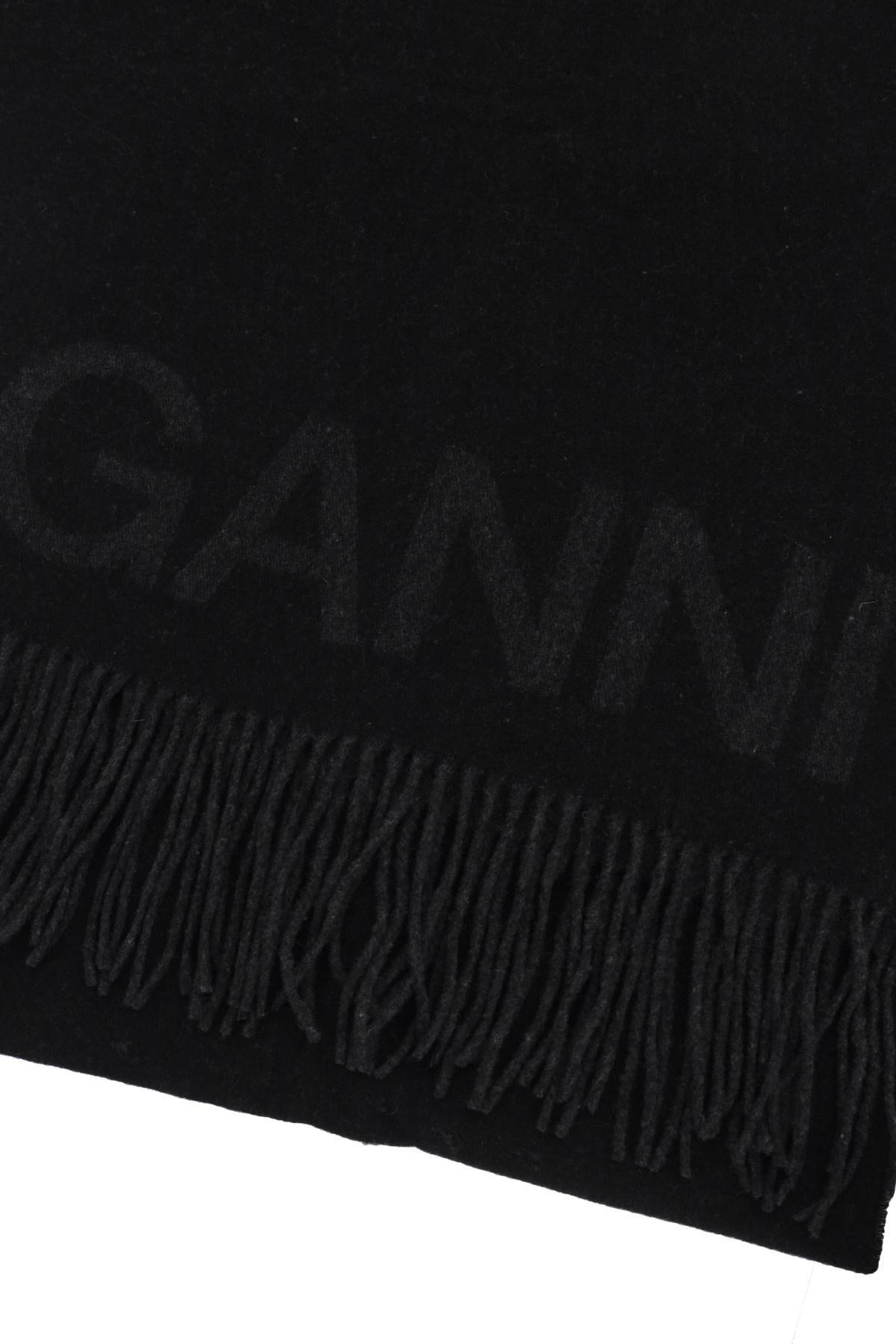Shop Ganni Logo Lettering Scarf In Black,grey