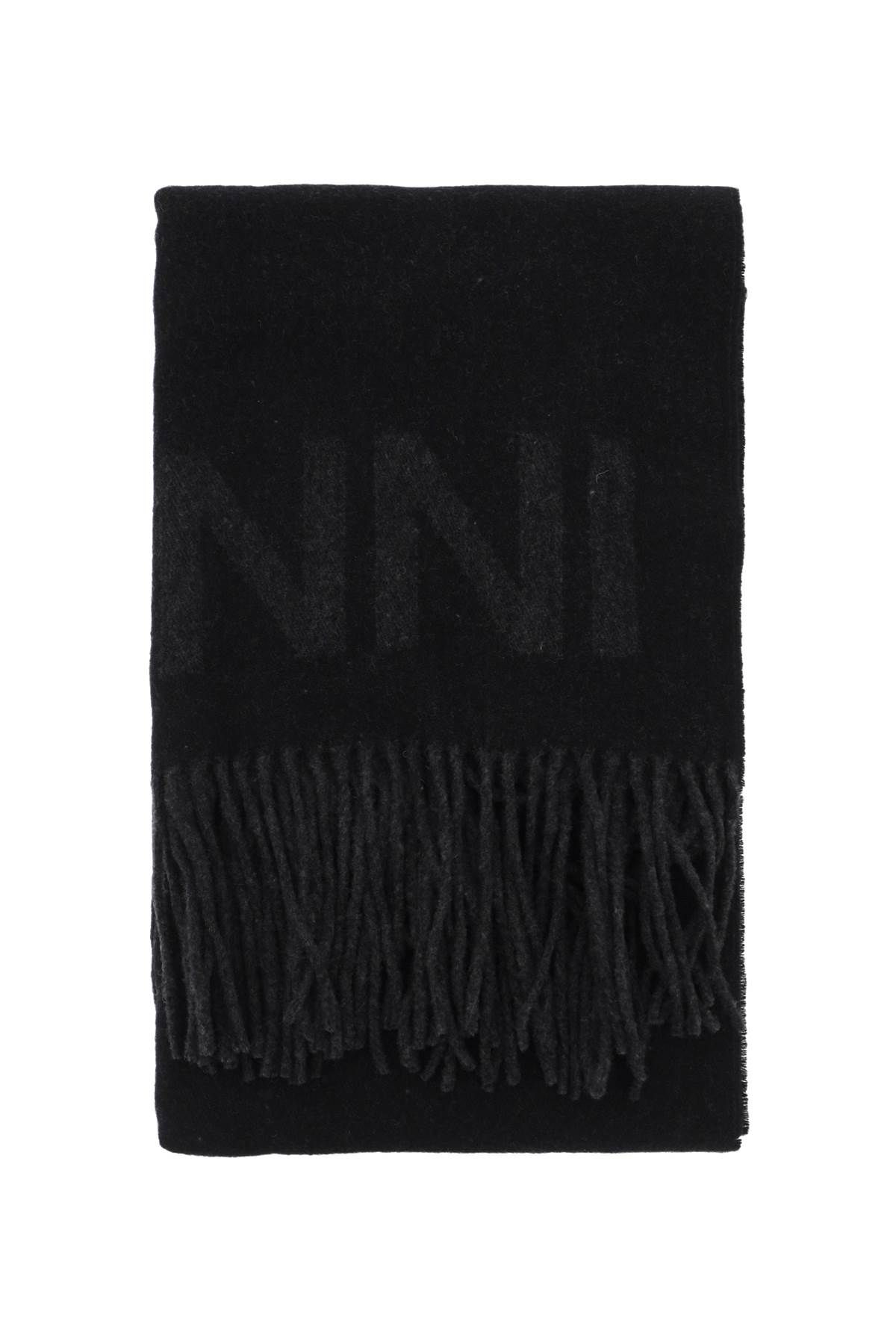 Shop Ganni Logo Lettering Scarf In Black