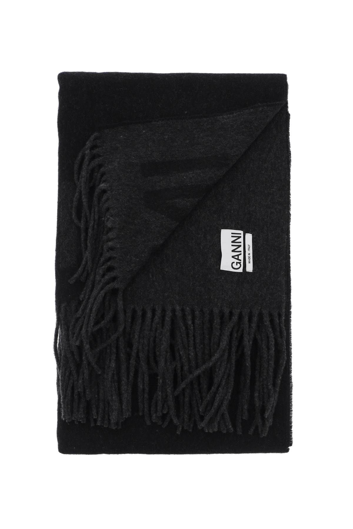 Shop Ganni Logo Lettering Scarf In Black