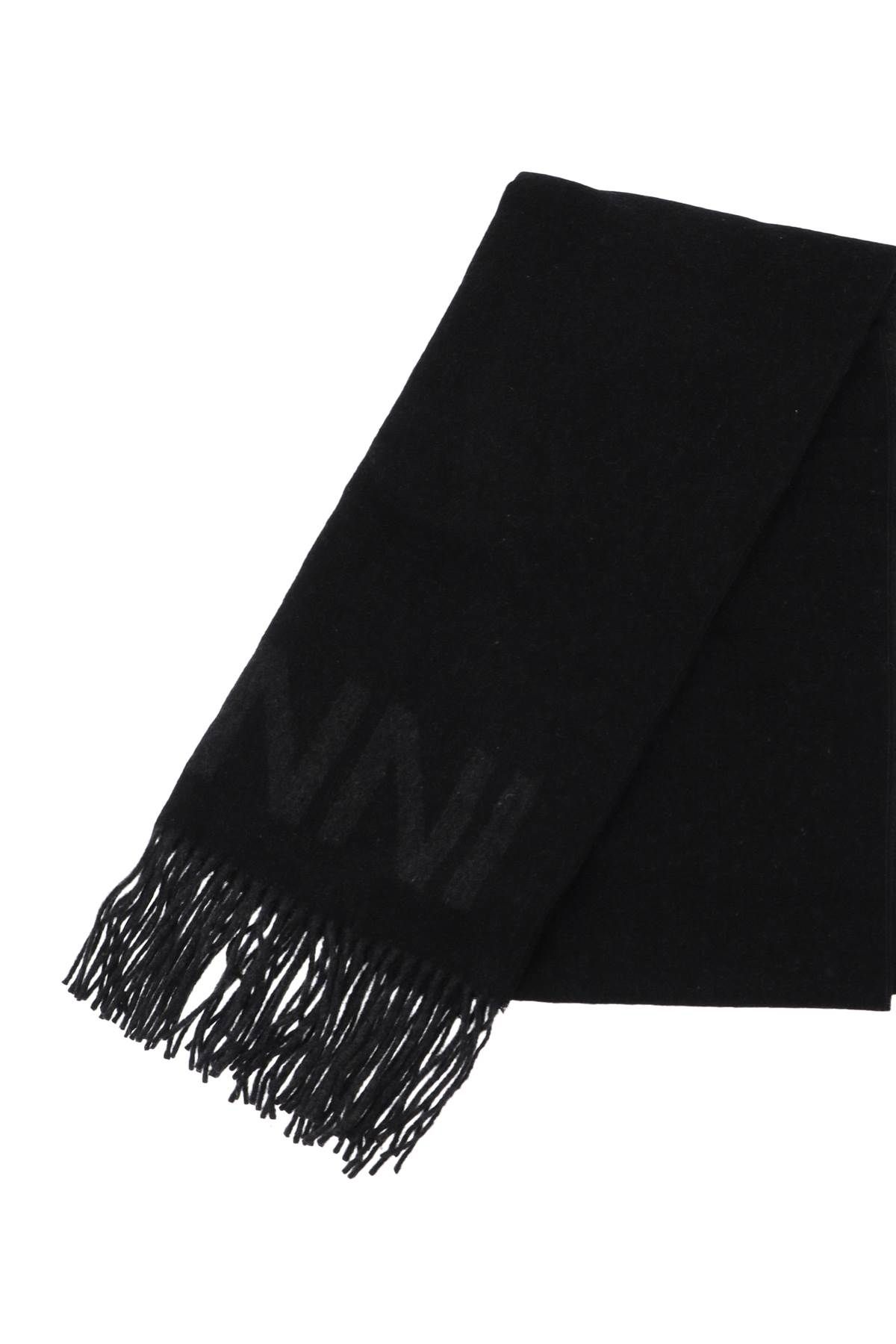 Shop Ganni Logo Lettering Scarf In Black