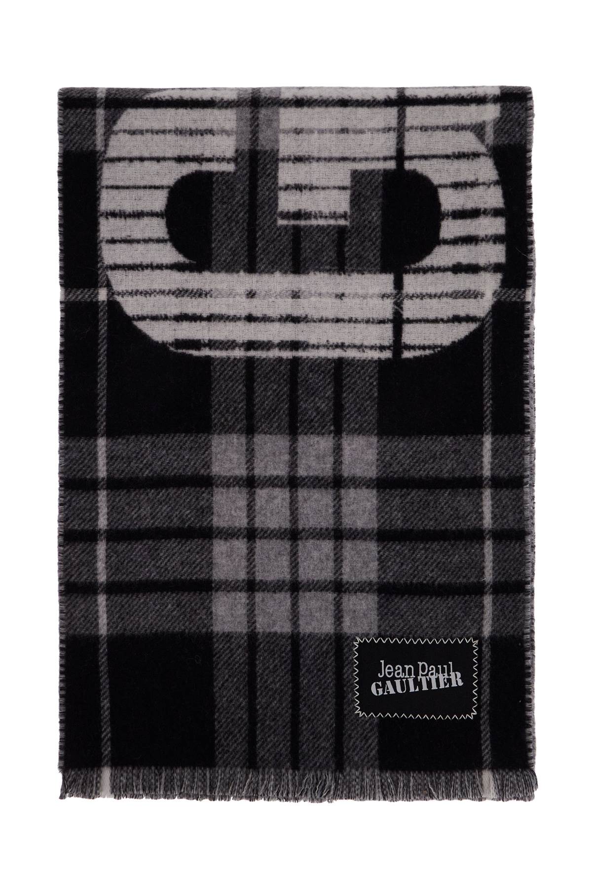 Shop Jean Paul Gaultier Wool Tartan Scarf For In Grey