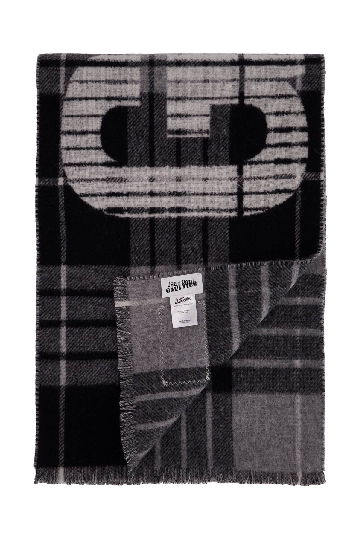 Shop Jean Paul Gaultier Wool Tartan Scarf For In Grey