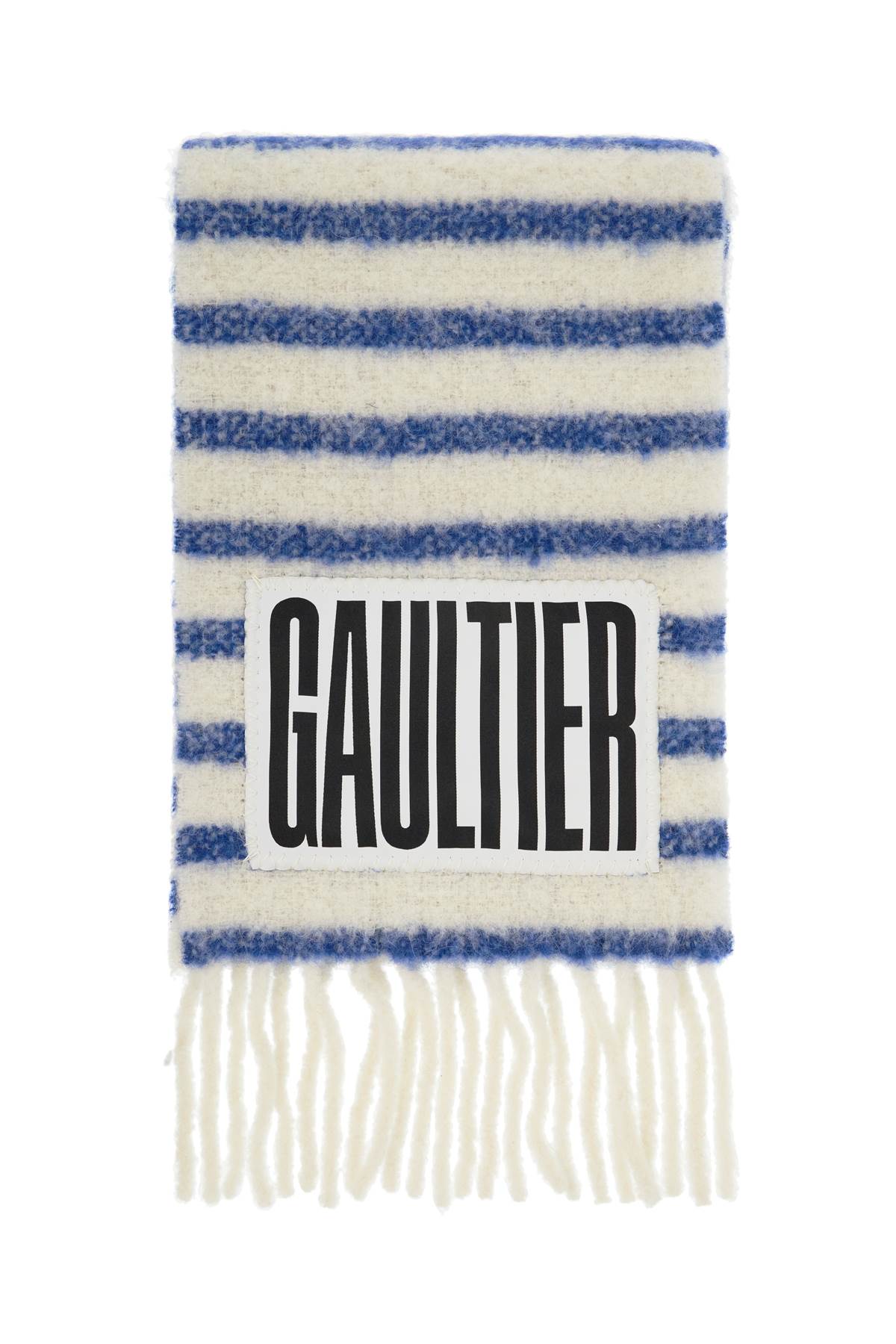 Shop Jean Paul Gaultier Striped Alpaca Blend Marinière Scar In White