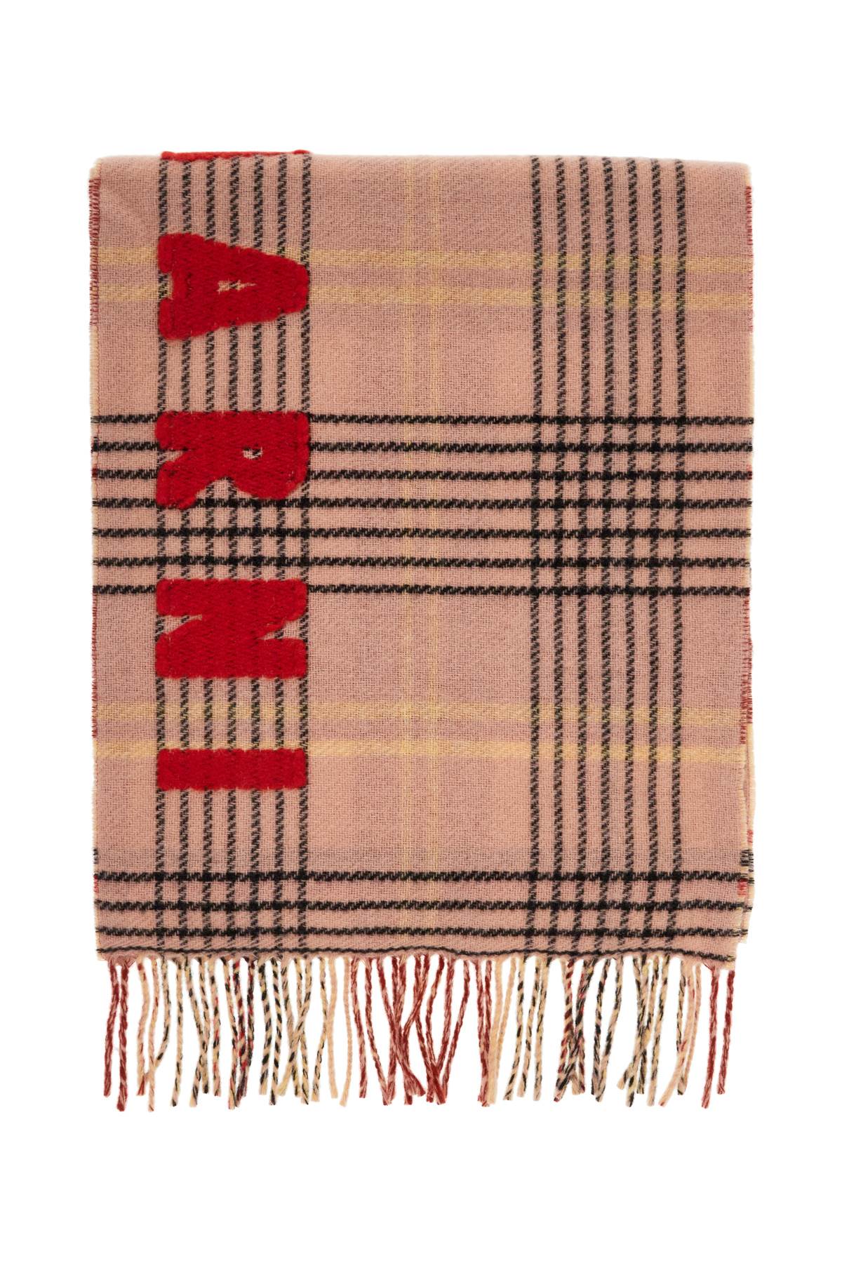 Shop Marni Double Check Wool Scarf In 8 In Pink