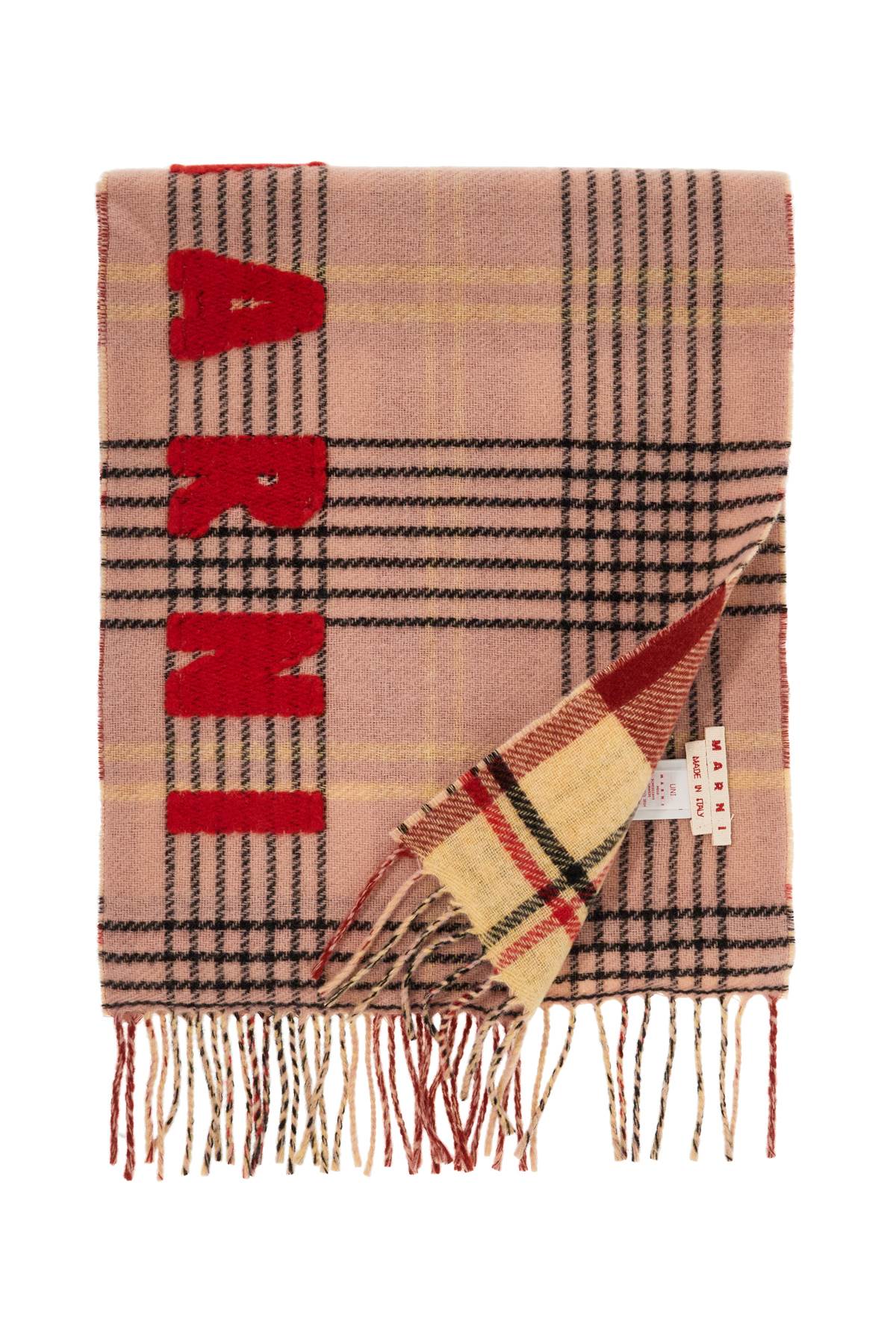 Shop Marni Double Check Wool Scarf In 8 In Pink