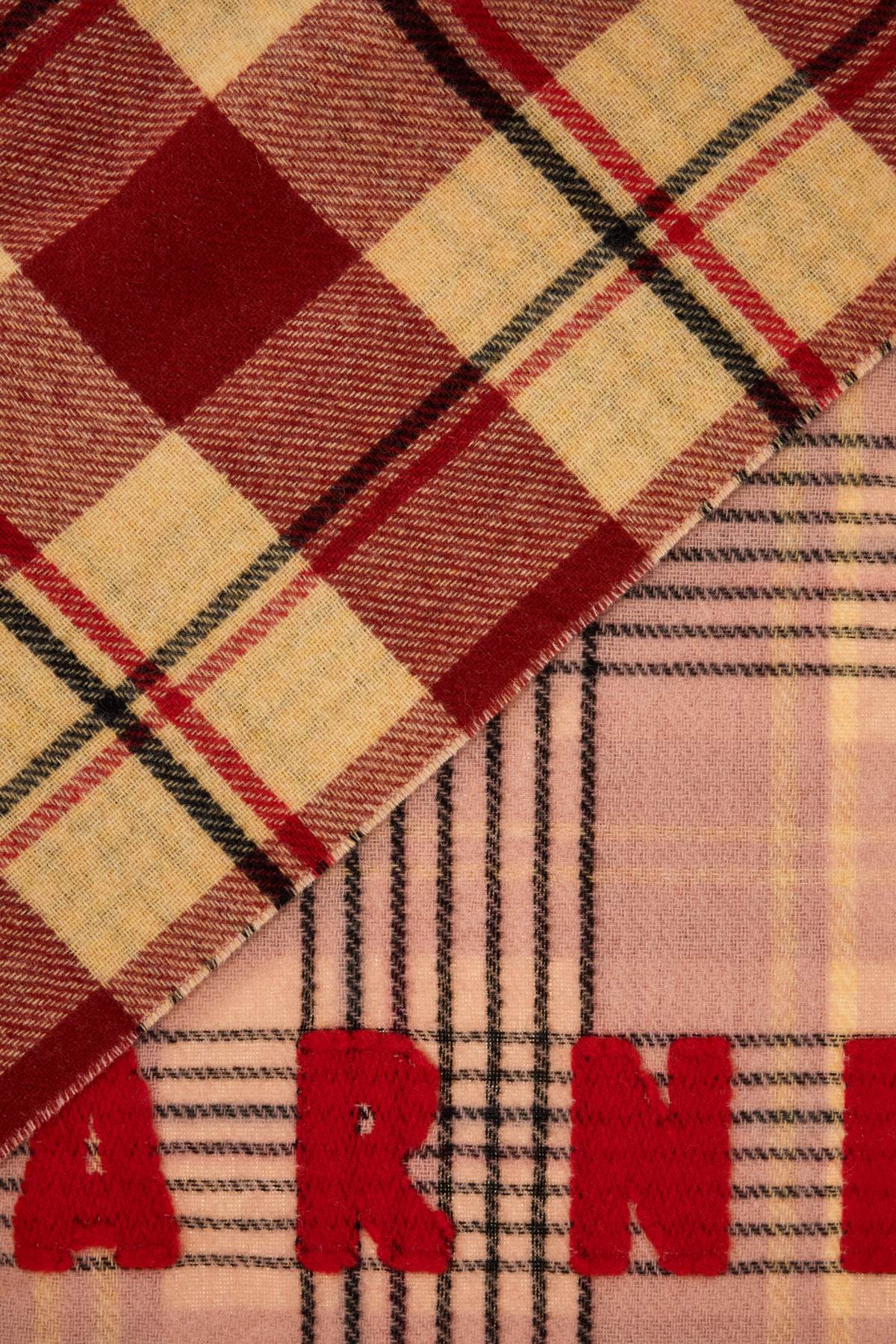 Shop Marni Double Check Wool Scarf In 8 In Pink