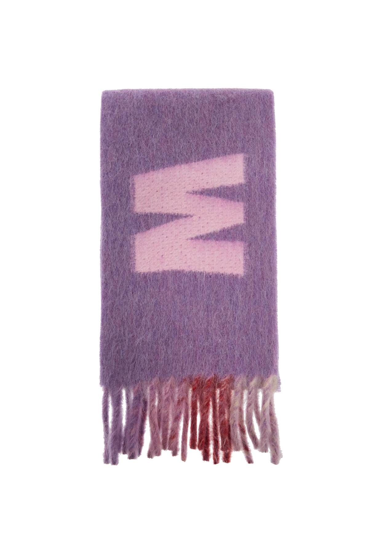 Shop Marni Wool And Mohair Scarf With Maxi Logo In Purple