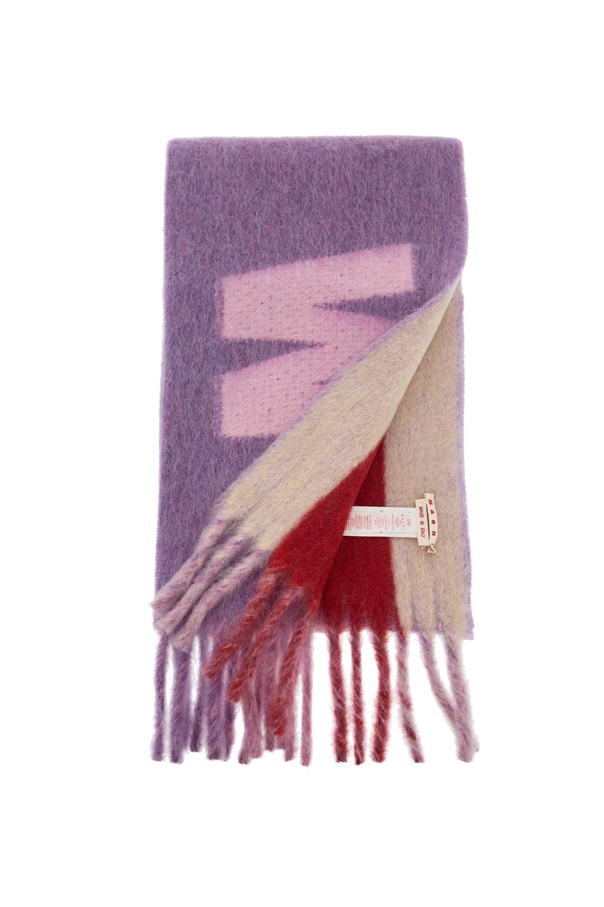 Shop Marni Wool And Mohair Scarf With Maxi Logo In Purple