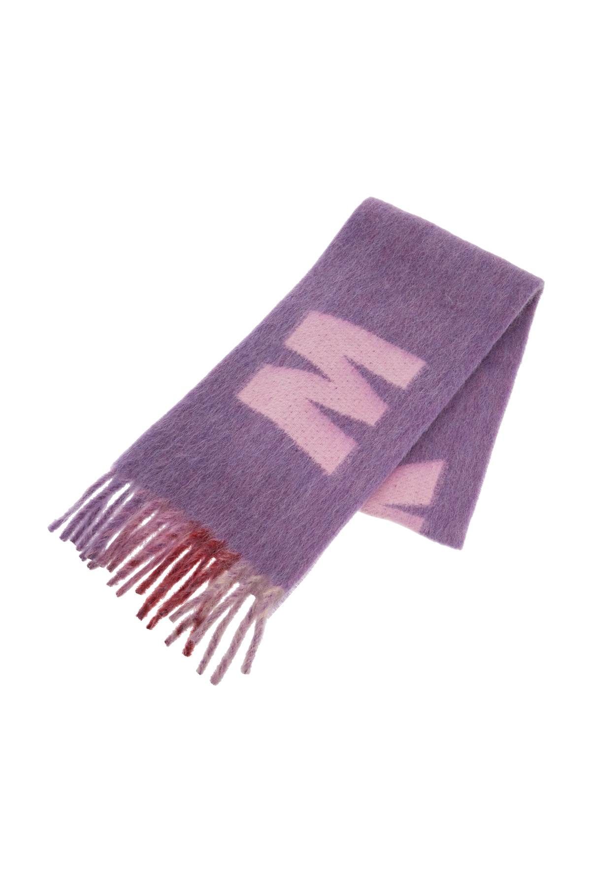 Shop Marni Wool And Mohair Scarf With Maxi Logo In Purple