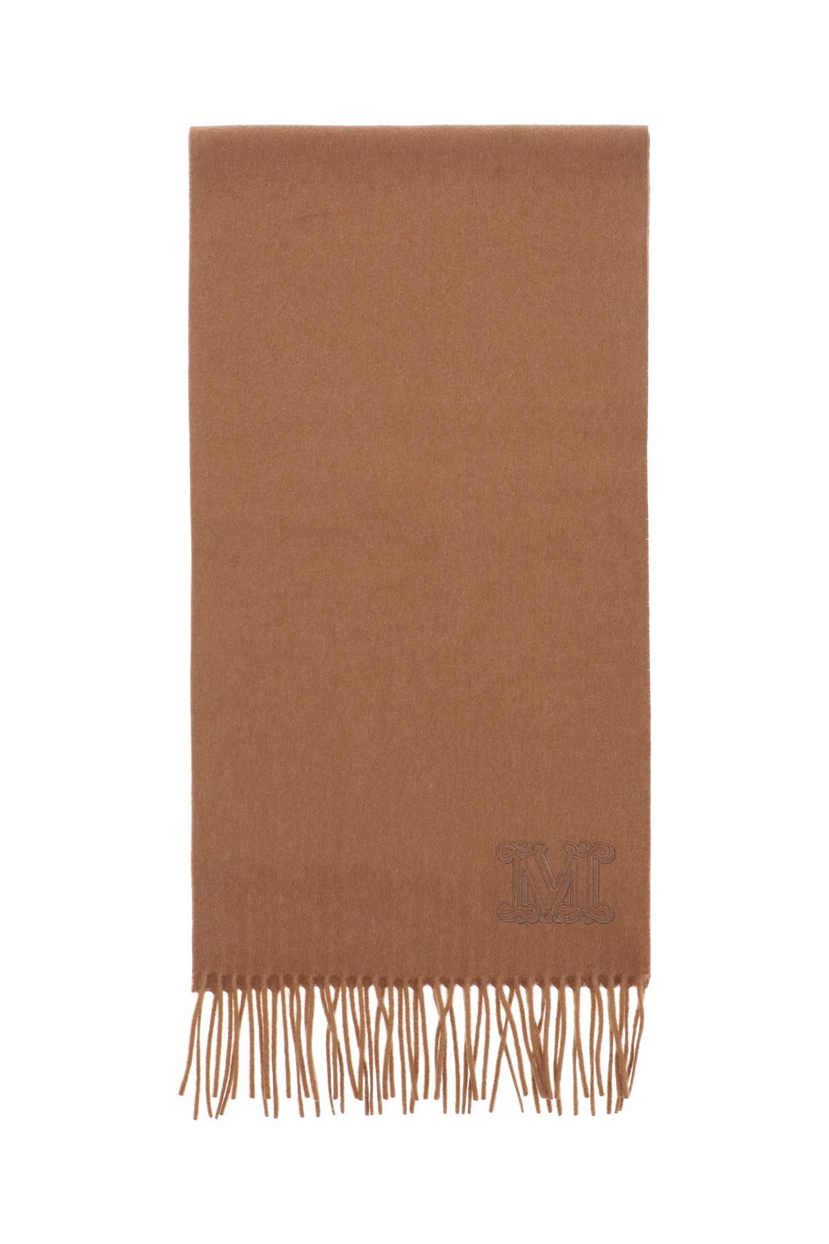 Shop Max Mara Cashmere Scarf With Monogram In Beige