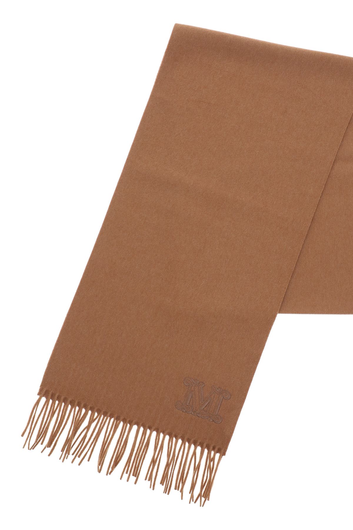 Shop Max Mara Cashmere Scarf With Monogram In Beige