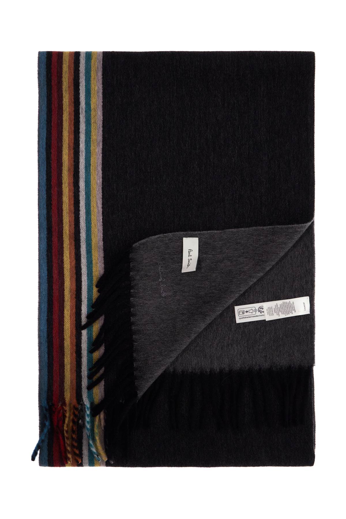 Shop Paul Smith Cashmere Scarf With Signature Stripe Pattern In Black