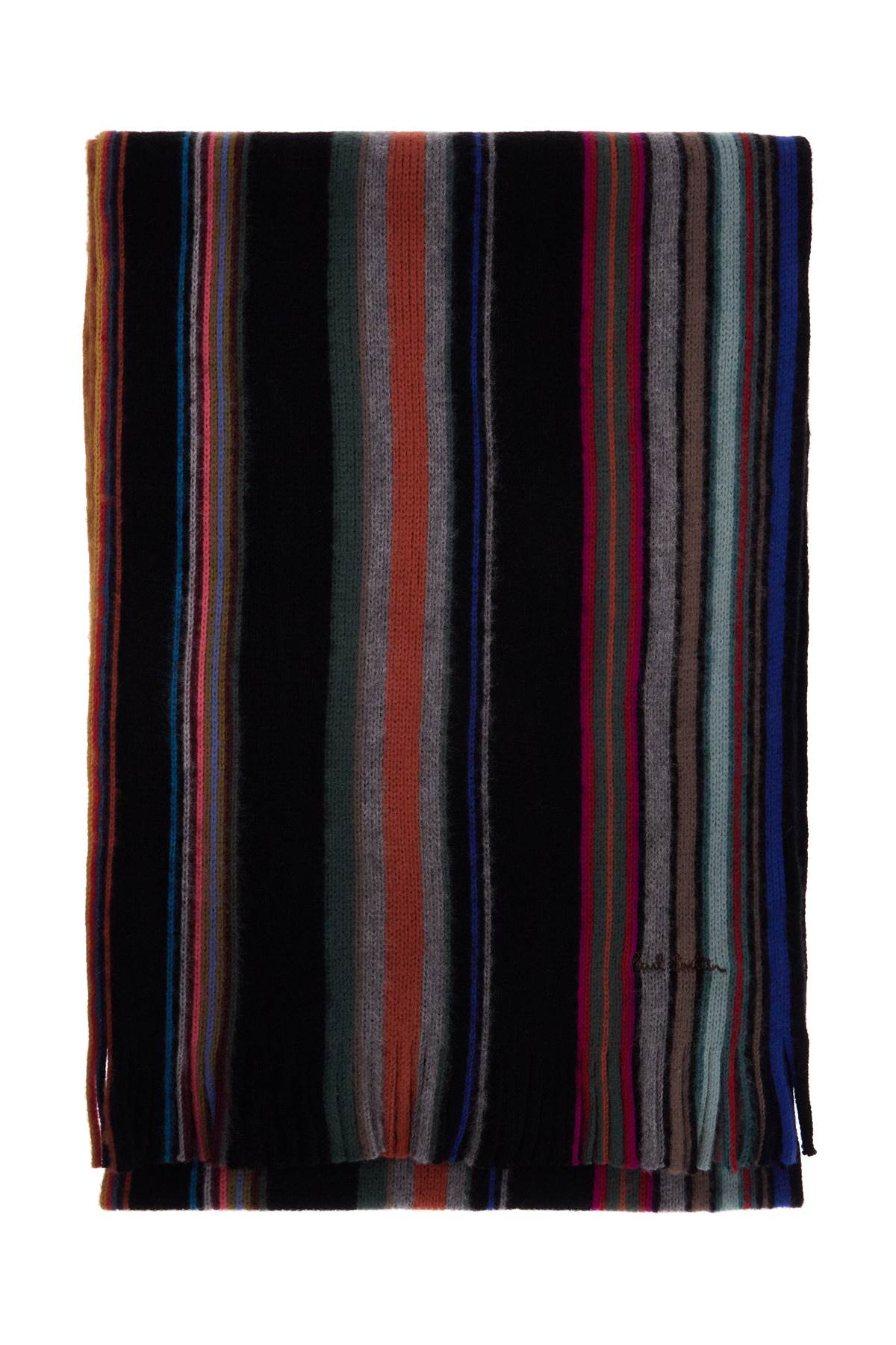 PAUL SMITH MULTICOLORED STRIPED WOOL SCARF 