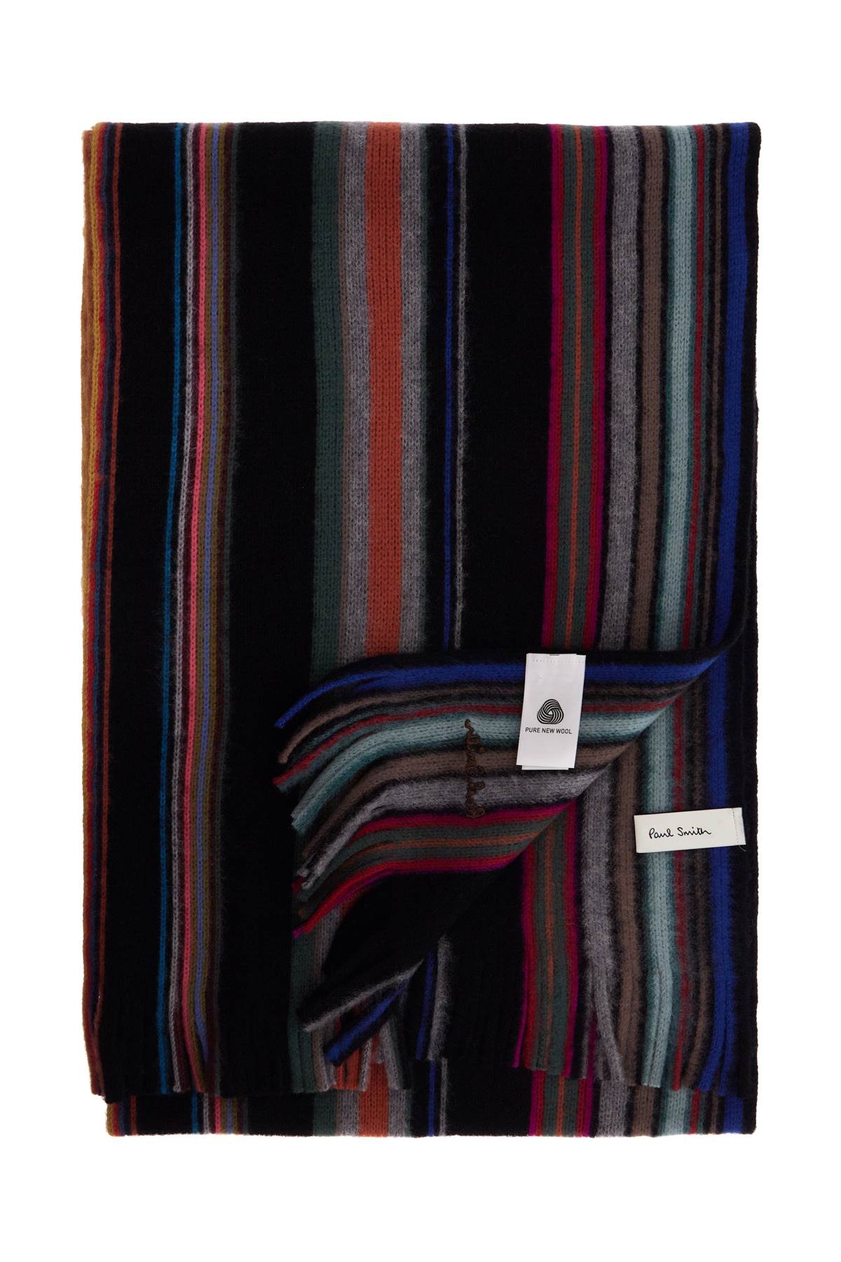 PAUL SMITH MULTICOLORED STRIPED WOOL SCARF 