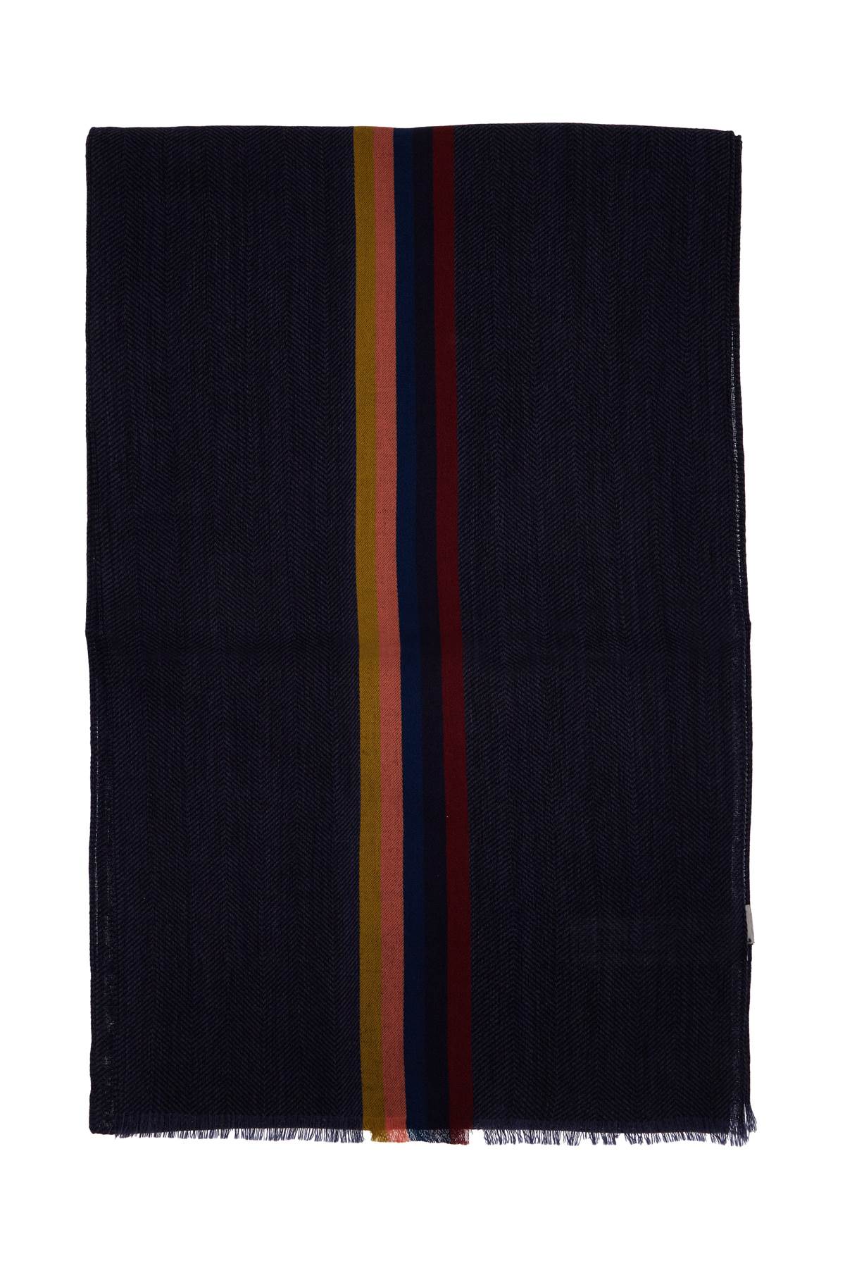 Shop Paul Smith Virgin Wool Checked Scarf In Blue