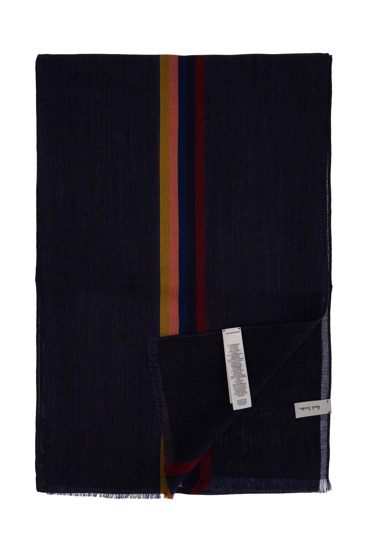 Shop Paul Smith Virgin Wool Checked Scarf In Blue