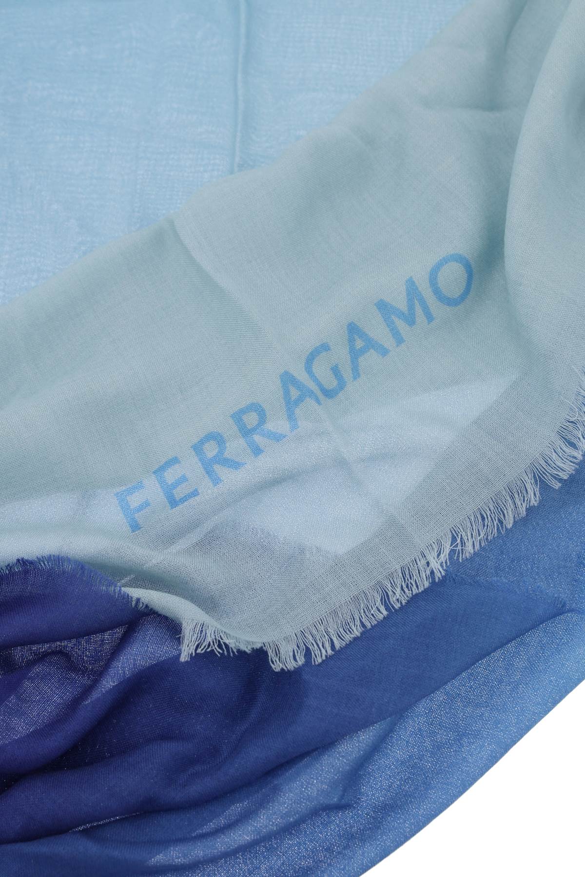 Shop Ferragamo "gradient Cashmere And Silk Stole" In Light Blue,blue